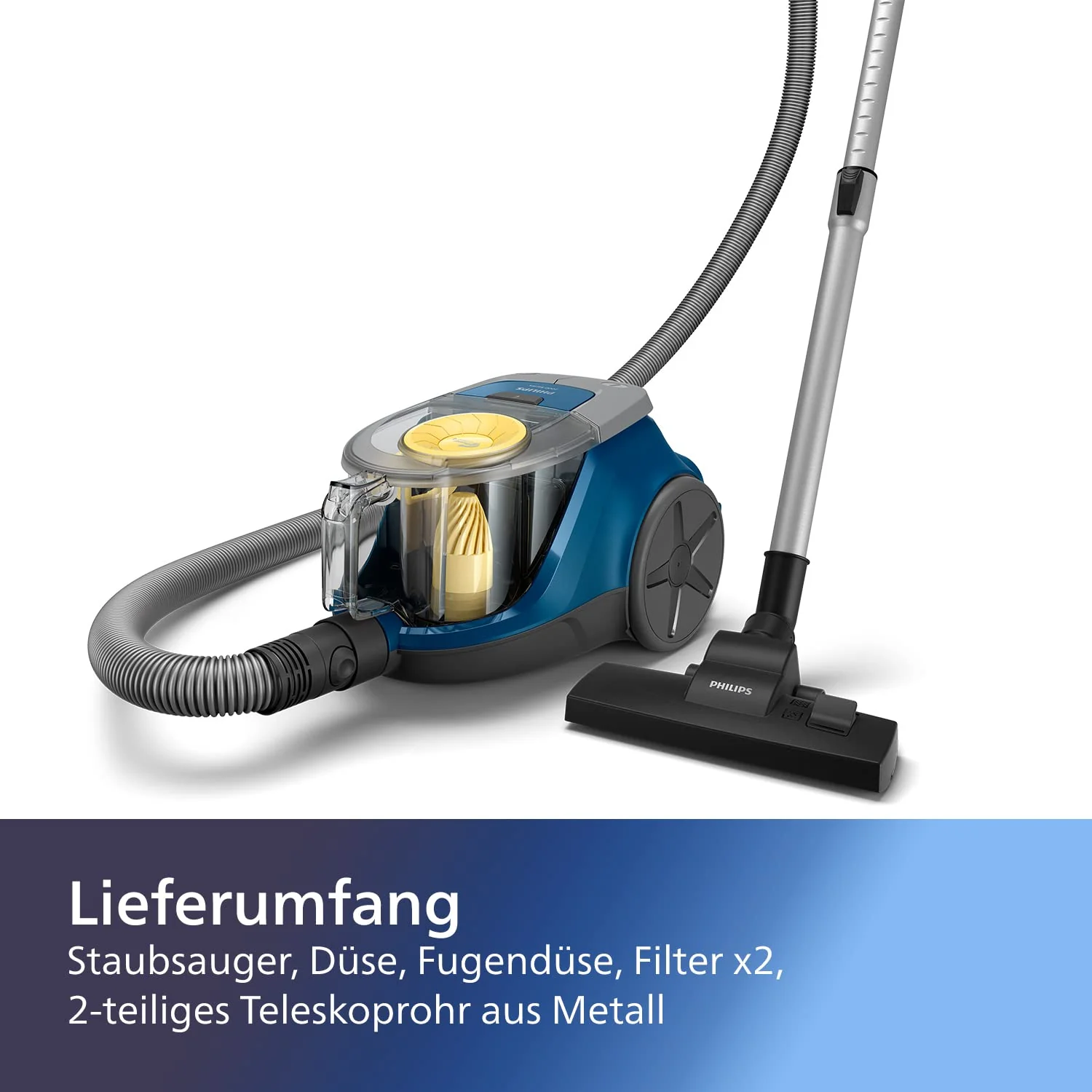 Philips XB2125/09 Beutelloser Staubsauger Serie 2000, 850 W, PowerCyclone 4, Super Clean Air-Filter Blau - Image 3