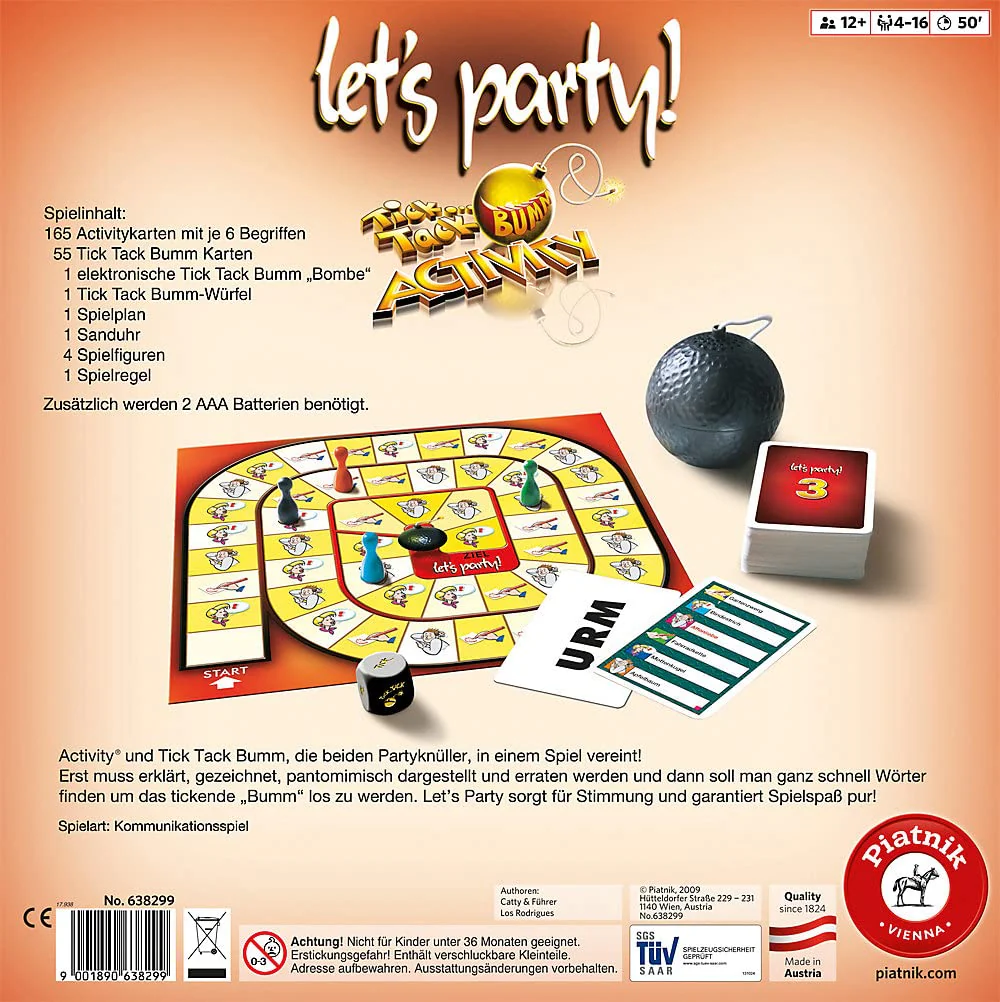 Piatnik 6382 - Lets Party | Activity und Tick Tack Bumm kombiniert | Für Spieleabende mit Freunden und Familie | Ab 12 Jahren | 4 bis zu 16 Spieler | - Image 2