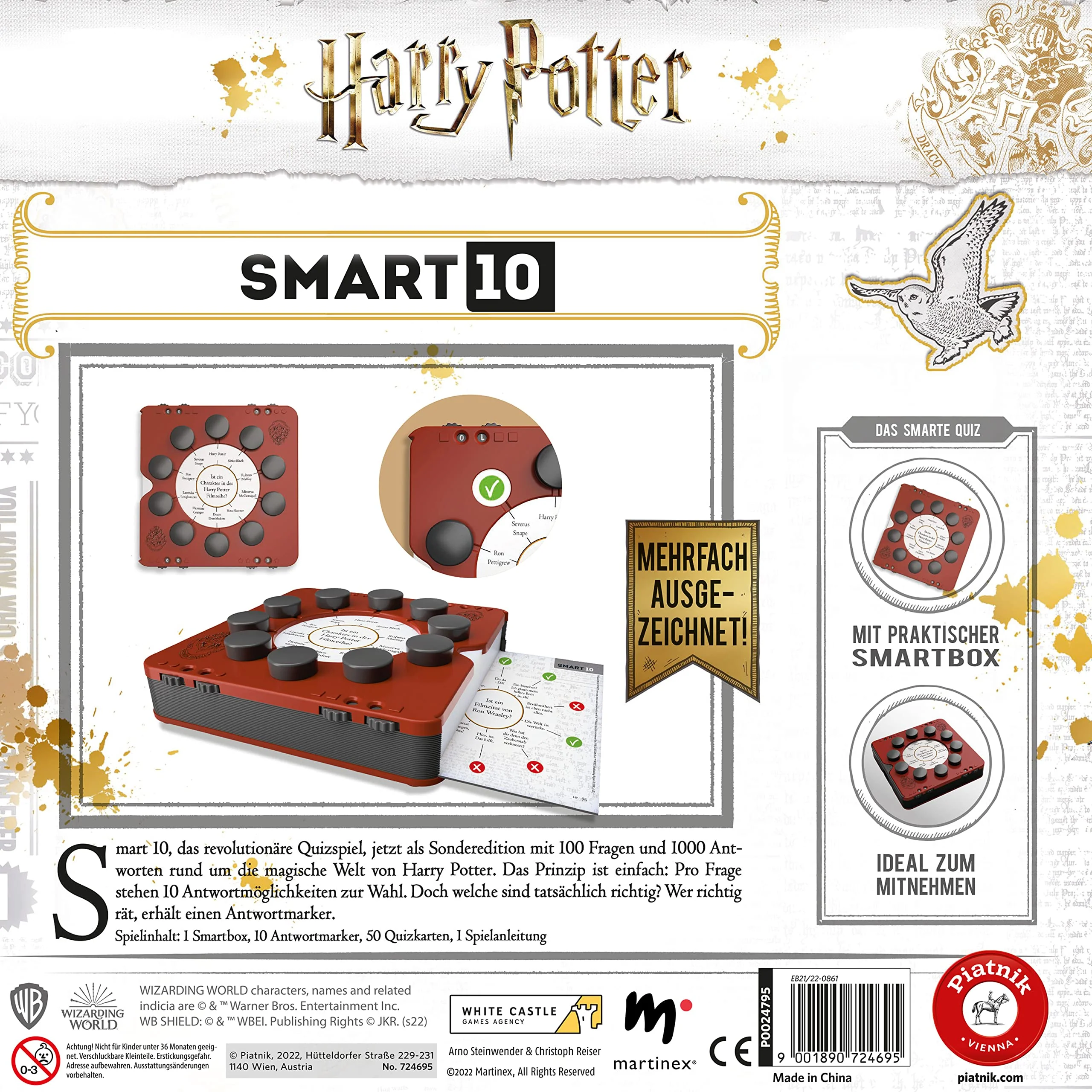 Piatnik 7246 - Smart 10 - Harry Potter /Smart Quizspiel Fans/Für Zuhause und Unterwegs / 100 Fragen / 1000 Antworten / Hogwarts - Image 10