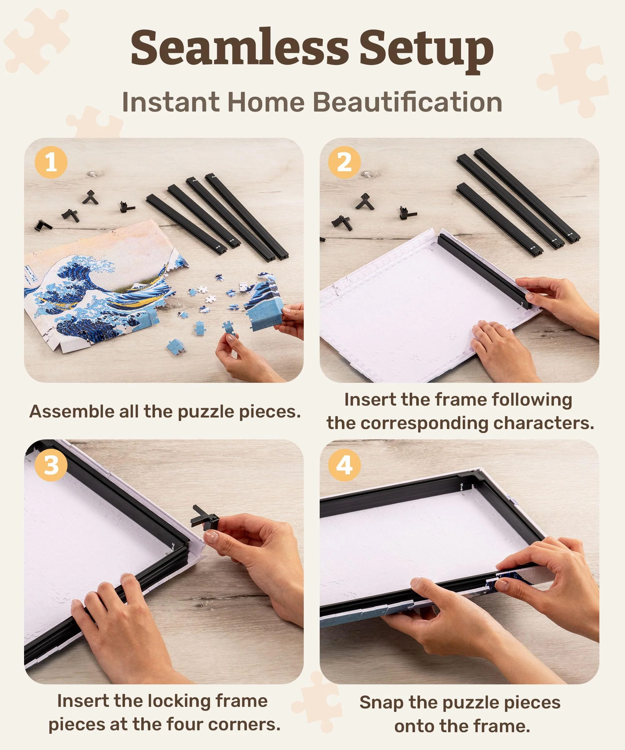 PieceRelax Puzzle Wandbild – Retro Wild Rose | DIY-Puzzle zum Aufhängen | Wanddeko für Zuhause & Büro [HN1301] - Image 3
