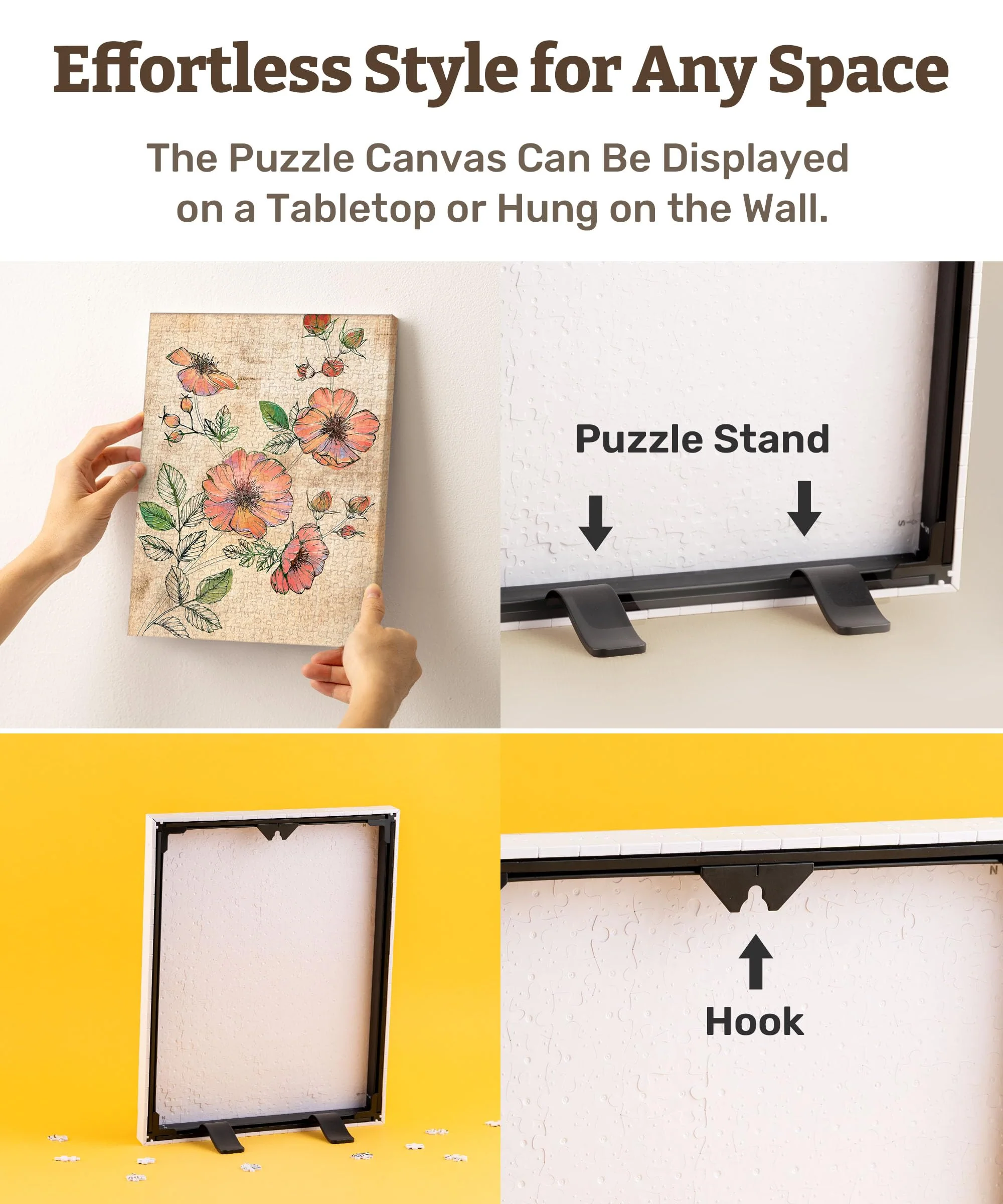 PieceRelax Puzzle Wandbild – Retro Wild Rose | DIY-Puzzle zum Aufhängen | Wanddeko für Zuhause & Büro [HN1301] - Image 7