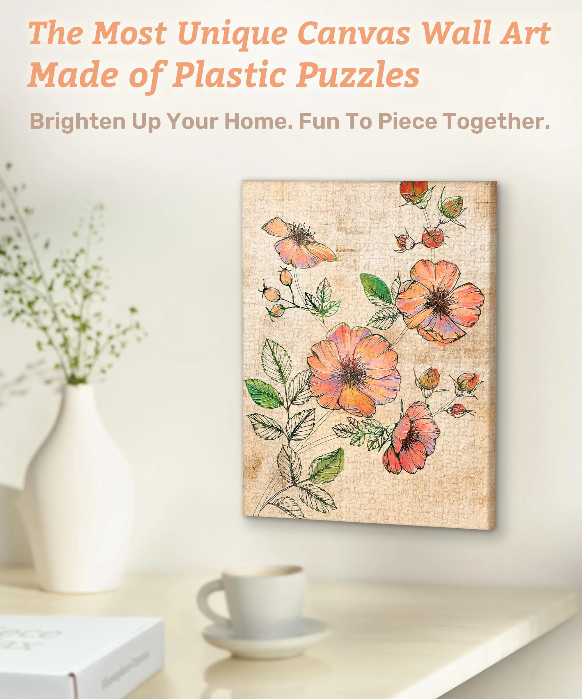 PieceRelax Puzzle Wandbild – Retro Wild Rose | DIY-Puzzle zum Aufhängen | Wanddeko für Zuhause & Büro [HN1301] - Image 9