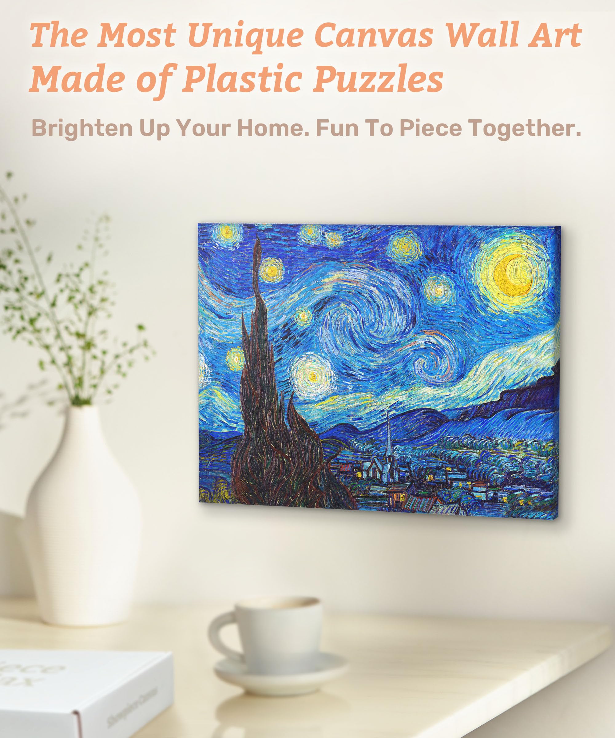 PieceRelax Puzzle Wandbild – Vincent Van Gogh - The Starry Night | 366 Teile | DIY-Puzzle zum Aufhängen | Wanddeko für Zuhause & Büro [HN1306] - Image 9