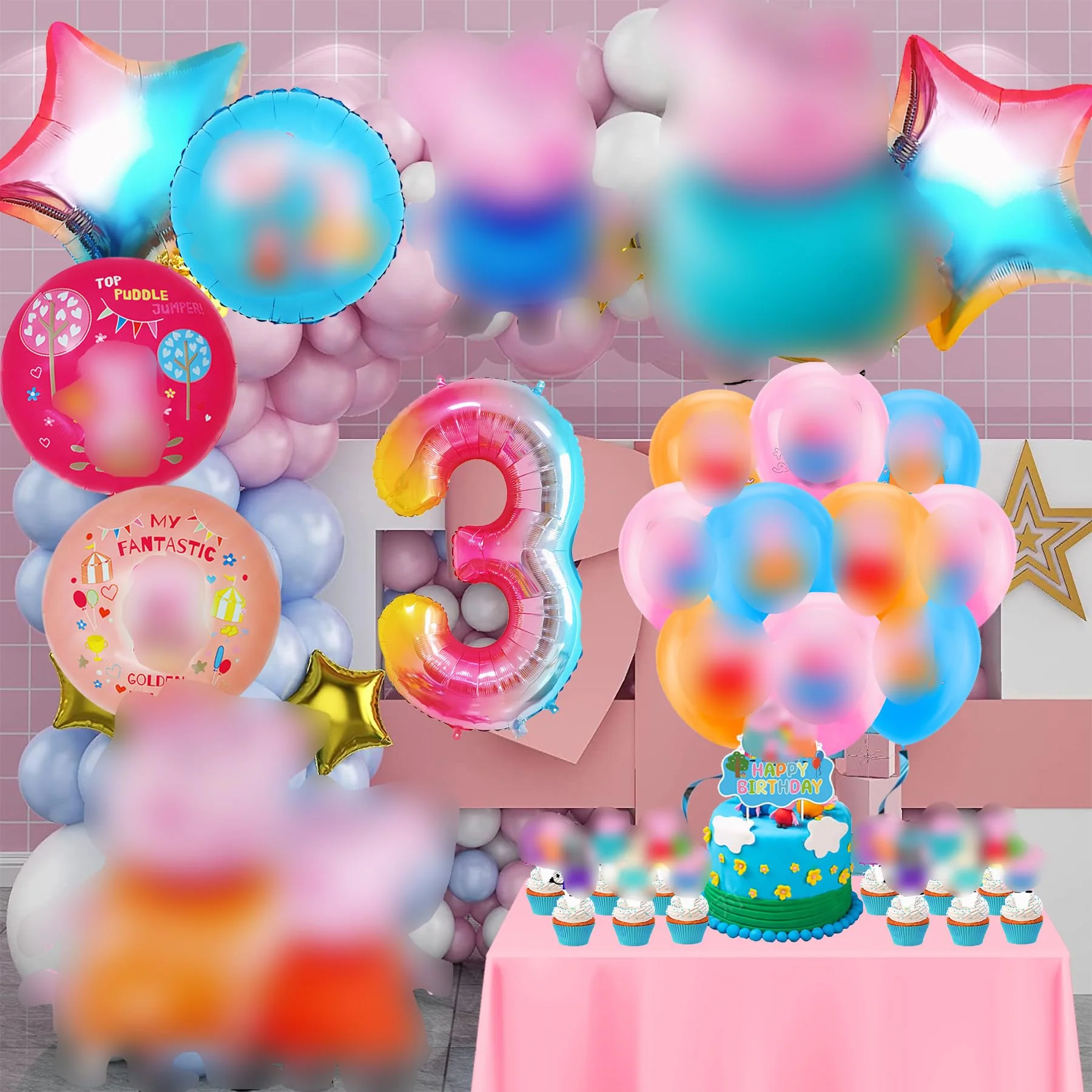 Pig Geburtstag Deko 3 - Teilige Geburtstagsparty Ballon Set, 3D Ballon Set in Rosa, Hochwertig & Umweltfreundlich, Einfach zu Montieren - Image 4