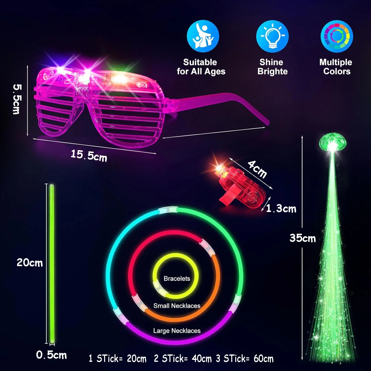 Piucrty Knicklichter Party Set 158Pcs Mitgebsel Kindergeburtstag Leuchtstäbe Pinata Füllung Kinder Neon Party Deko Accessoires Gastgeschenke Kleinigkeiten Gadgets Give Aways Glow Sticks Wundertüte - Image 7