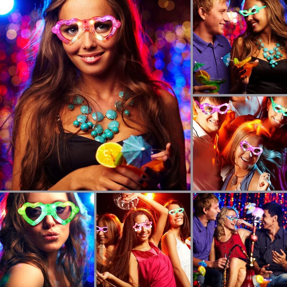 Piucrty Mitgebsel Kindergeburtstag Led Brille 12Pcs Gastgeschenke Leuchtspielzeug Kinder Rave Neon Party Gadgets Give Aways für Wundertüte Partybrille Geburtstag Leuchtendes Spielzeug Geschenke - Image 3
