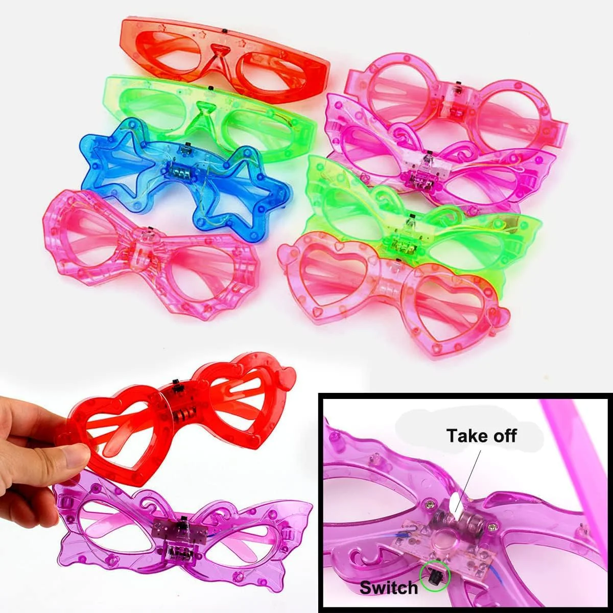 Piucrty Mitgebsel Kindergeburtstag Led Brille 12Pcs Gastgeschenke Leuchtspielzeug Kinder Rave Neon Party Gadgets Give Aways für Wundertüte Partybrille Geburtstag Leuchtendes Spielzeug Geschenke - Image 5