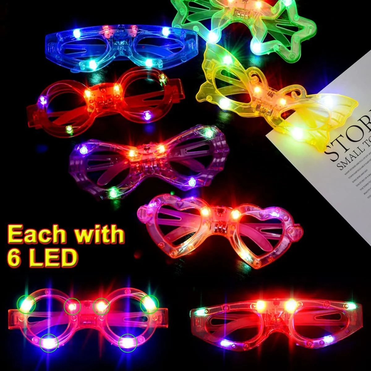Piucrty Mitgebsel Kindergeburtstag Led Brille 12Pcs Gastgeschenke Leuchtspielzeug Kinder Rave Neon Party Gadgets Give Aways für Wundertüte Partybrille Geburtstag Leuchtendes Spielzeug Geschenke - Image 7