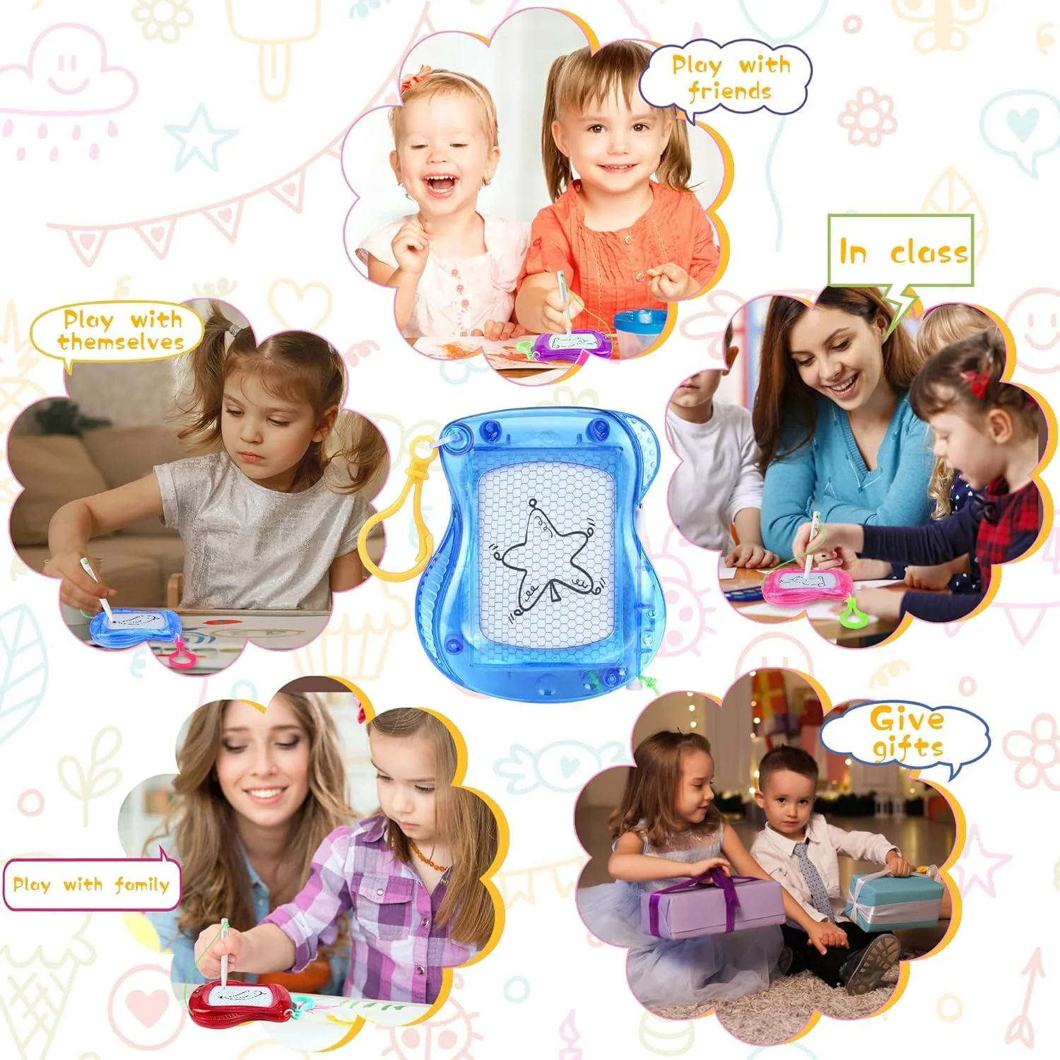 Piucrty Mitgebsel Kindergeburtstag Mini Maltafel Zaubertafel Schlüsselanhänger Kinder 12Pcs Nützliche Gastgeschenke Kleinigkeiten Give Aways Tombola Preise Pinata Füllung Party Beschäftigung - Image 2