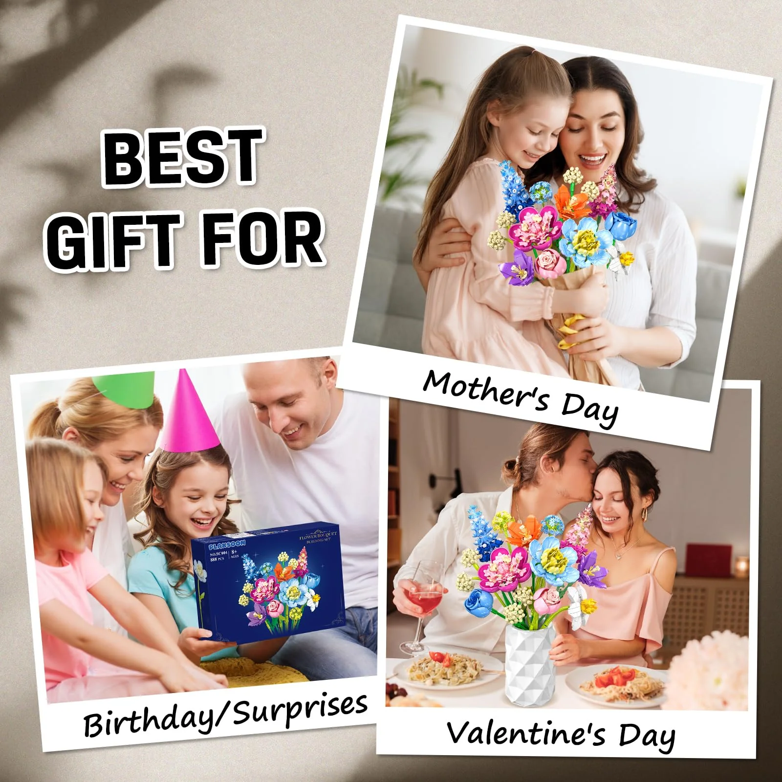 PLAXSOON Blume Bausteine für Erwachsene, Botanical Kollektion Bauspielzeug, Pflanze Home Deko, Blumenstrauß Spielzeug Valentinstag Frauen Kinder Jungen Mädchen 8-12+ - Image 5