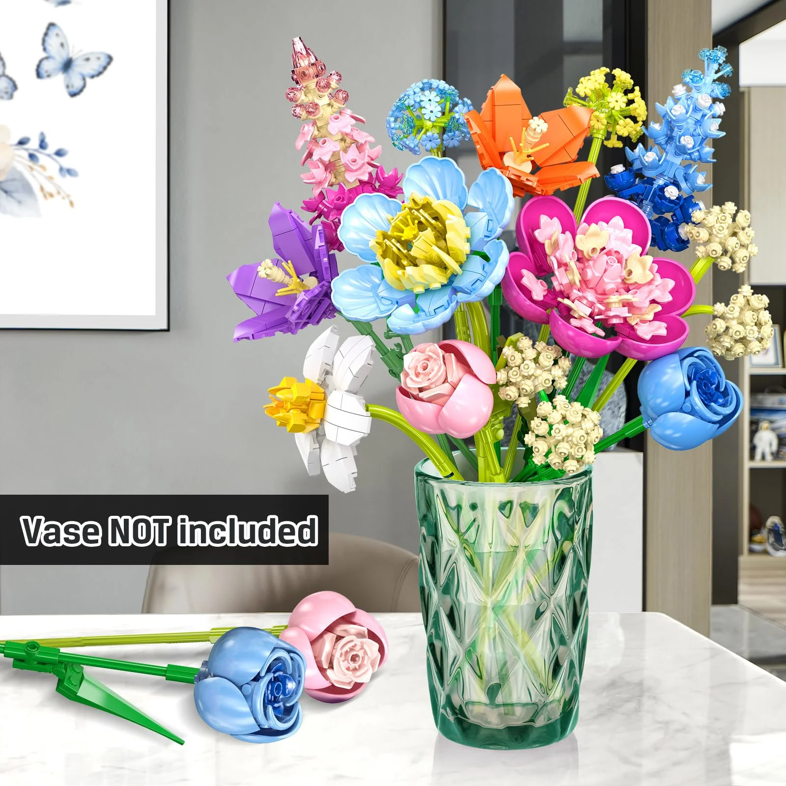PLAXSOON Blume Bausteine für Erwachsene, Botanical Kollektion Bauspielzeug, Pflanze Home Deko, Blumenstrauß Spielzeug Valentinstag Frauen Kinder Jungen Mädchen 8-12+ - Image 8