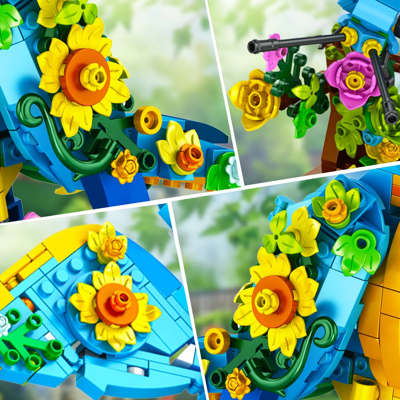 PLAXSOON Blumen Katzen Bauspielzeug, 3-in-1 Blumen Papagei Schmetterling Tierfigur Baustein, 412 Stück Klemmbausteine Geschenk für Heim- & Büro-Kunstdeko, für Erwachsene Mädchen Kinder ab 8-12+ Jahren - Image 2