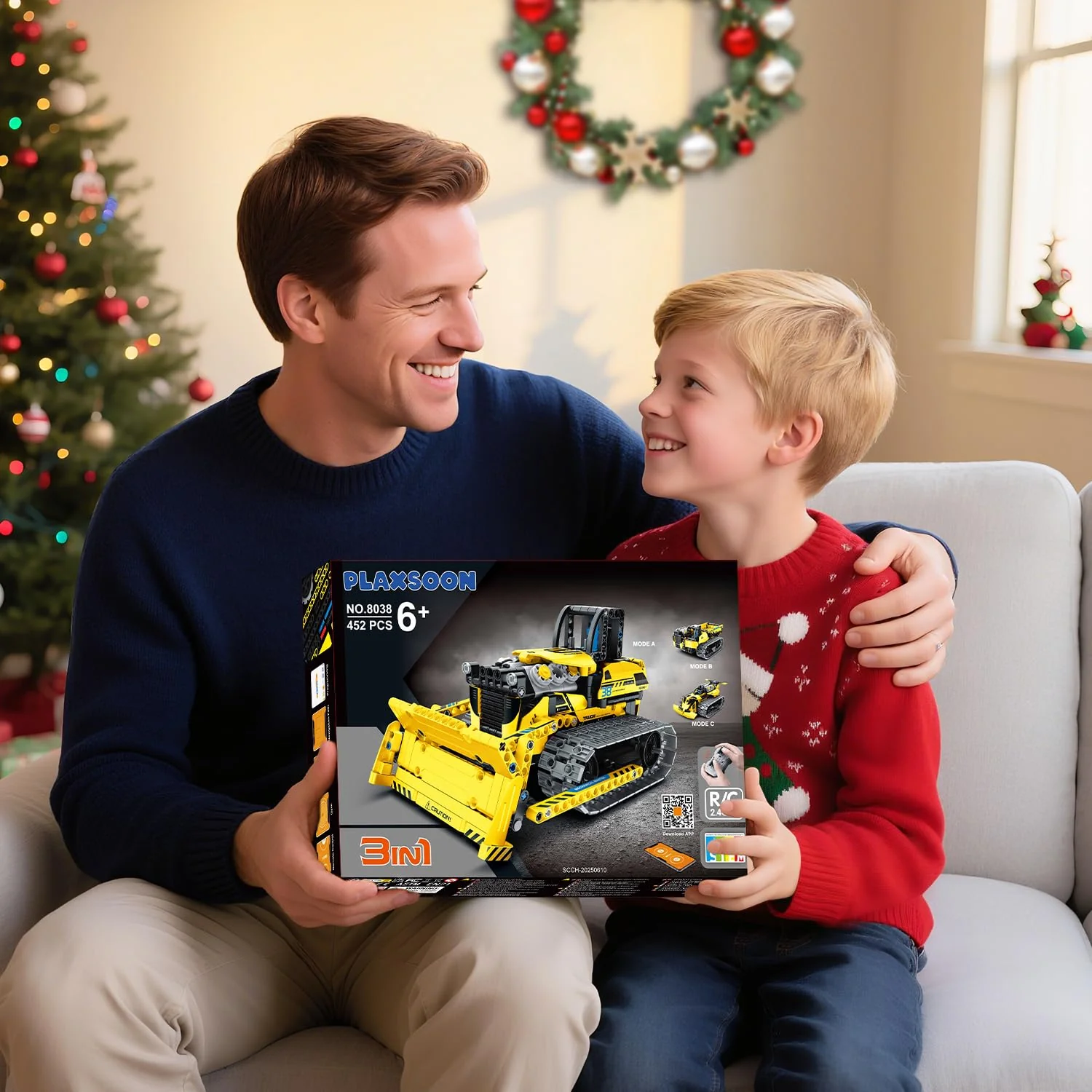 PLAXSOON Technik Ferngesteuertes Baufahrzeug Bauspielzeug mit Wiederaufladbare Akku, 3-in-1 RC STEM Technic Bulldozer Kipplaster Klemmbausteine 452 Stück, Geschenk für Kinder Jungen ab 8-12+ Jahren - Image 2
