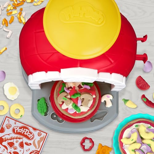 Play-Doh Kitchen Creations Pizzabäckerei, 4 x 57g Dosen und 2 x 28g Dosen Knetmasse, Bastel-Set mit Küche und Werkzeuge zum Backen und kreativen Spielen, für Kinder ab 3 Jahren - Image 5