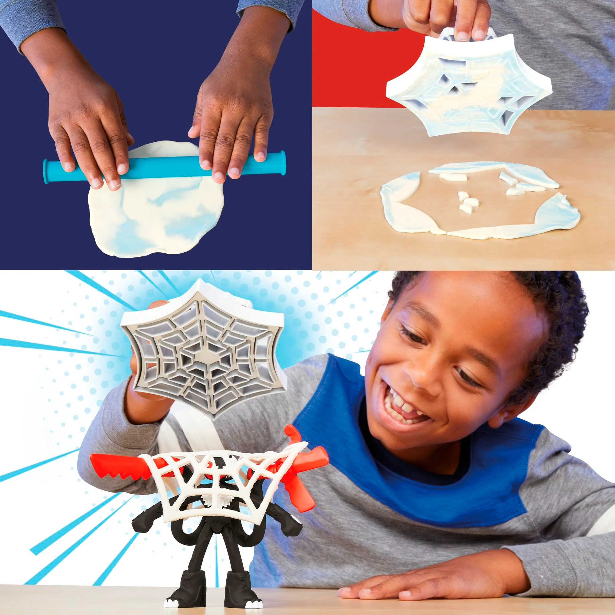 Play-Doh Marvel Spider-Man Netz-Action Set, 2 Spielfiguren und vielen Knetformen, 4 Dosen Modelliermasse in passenden Farben, kreatives für Kinder ab 3 Jahren - Image 10