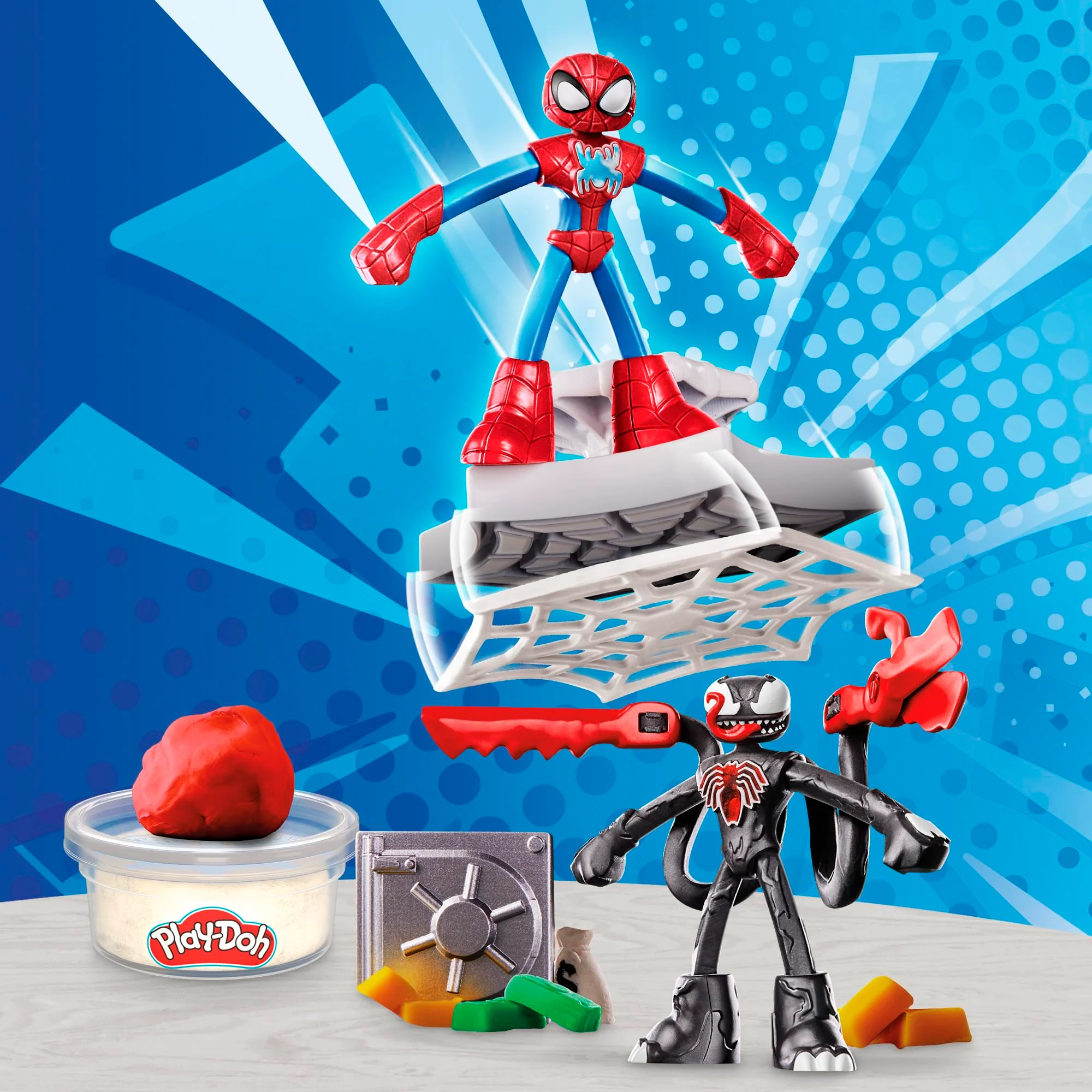 Play-Doh Marvel Spider-Man Netz-Action Set, 2 Spielfiguren und vielen Knetformen, 4 Dosen Modelliermasse in passenden Farben, kreatives für Kinder ab 3 Jahren - Image 13