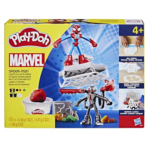 Play-Doh Marvel Spider-Man Netz-Action Set, 2 Spielfiguren und vielen Knetformen, 4 Dosen Modelliermasse in passenden Farben, kreatives für Kinder ab 3 Jahren - Image 3