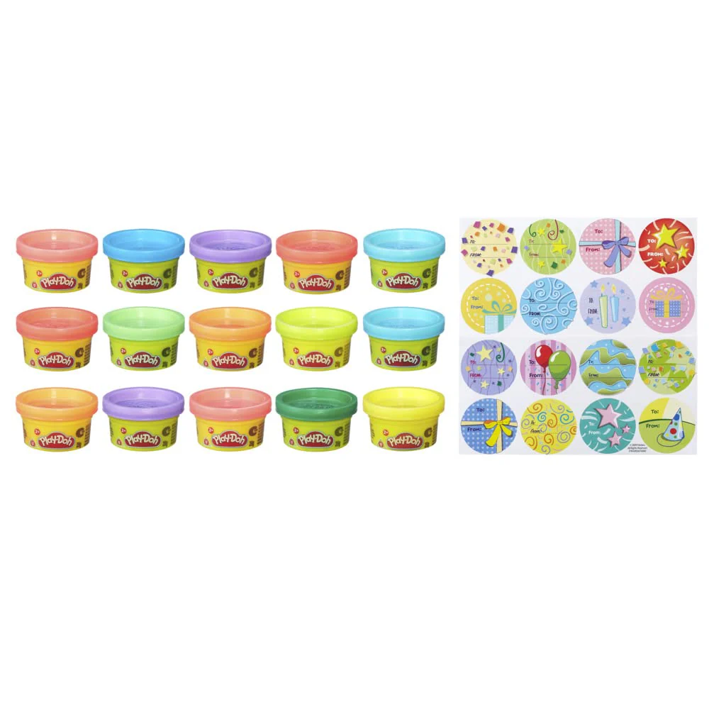 Play-Doh Party Bag, 15x kleine 28 g Dosen Knete, Bastel-Set perfekt zum Kneten Party, toll als Partytüte oder für die Schultüte, inklusive Aufkleber, kreatives für Kinder - Image 6