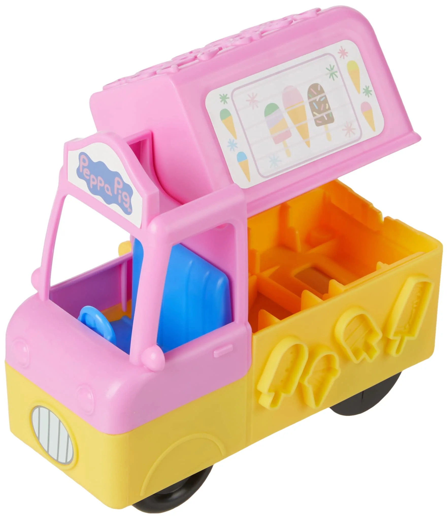 Play-Doh Peppas Eiswagen Bastel-Set, 3 x56g Dosen und 2 x 28 g Dosen Modelliermasse, Peppa und Schorsch Figuren und viele Accessoires und Formen, kreatives für Kinder ab 3 Jahren - Image 11