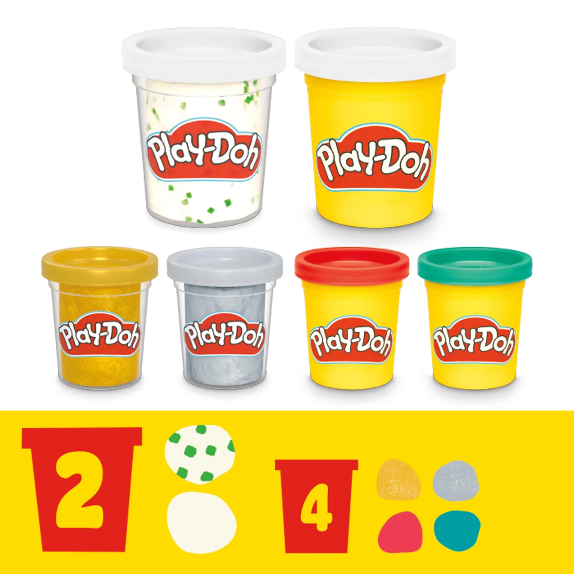 Play-Doh Zahnarzt Dr. Wackelzahn Bastel-Set mit 8 x 56g Becher und 10 Werkzuegen zum Formen, mit Kariesknete und metallfarbener Knete, kreatives für Kinder - Image 4