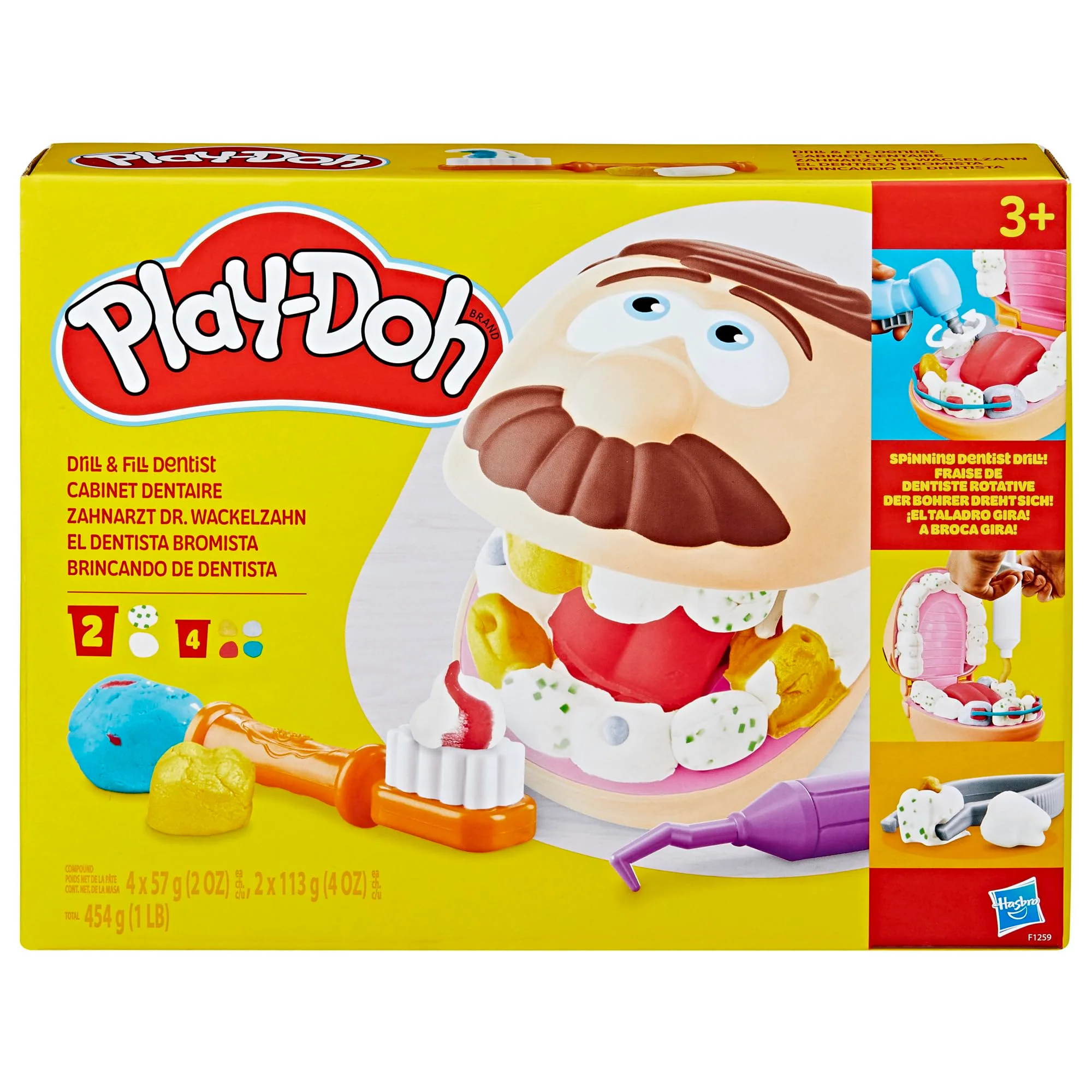 Play-Doh Zahnarzt Dr. Wackelzahn Bastel-Set mit 8 x 56g Becher und 10 Werkzuegen zum Formen, mit Kariesknete und metallfarbener Knete, kreatives für Kinder - Image 8