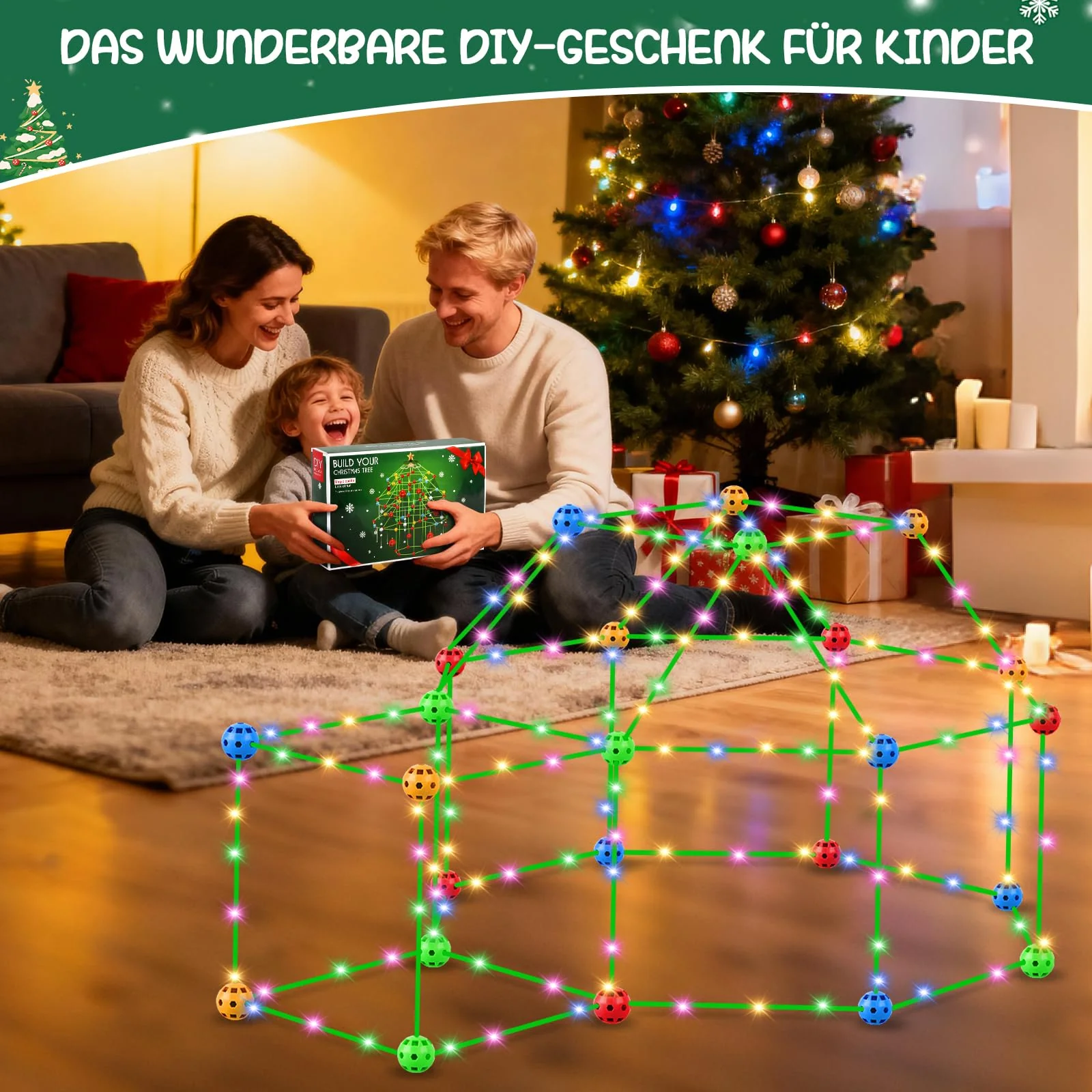 Playberry Höhle Bauen Kinder, 212 PCS Höhlenbauset mit Lichterkette, DIY Konstruktionsspielzeug Indoor/Outdoor, Kreatives Fort Bauspielzeug für Junge & Mädchen ab 3 Jahre - Image 2