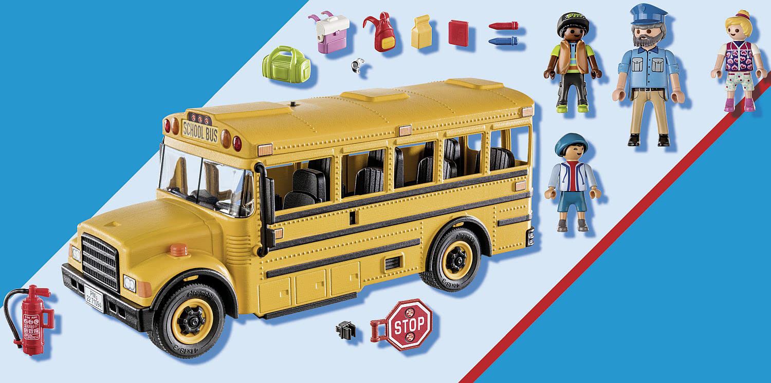 PLAYMOBIL City Life 71094 US Schulbus, Spielzeug-Bus mit Blinklicht, Spielzeug für Kinder ab 4 Jahren - Image 4