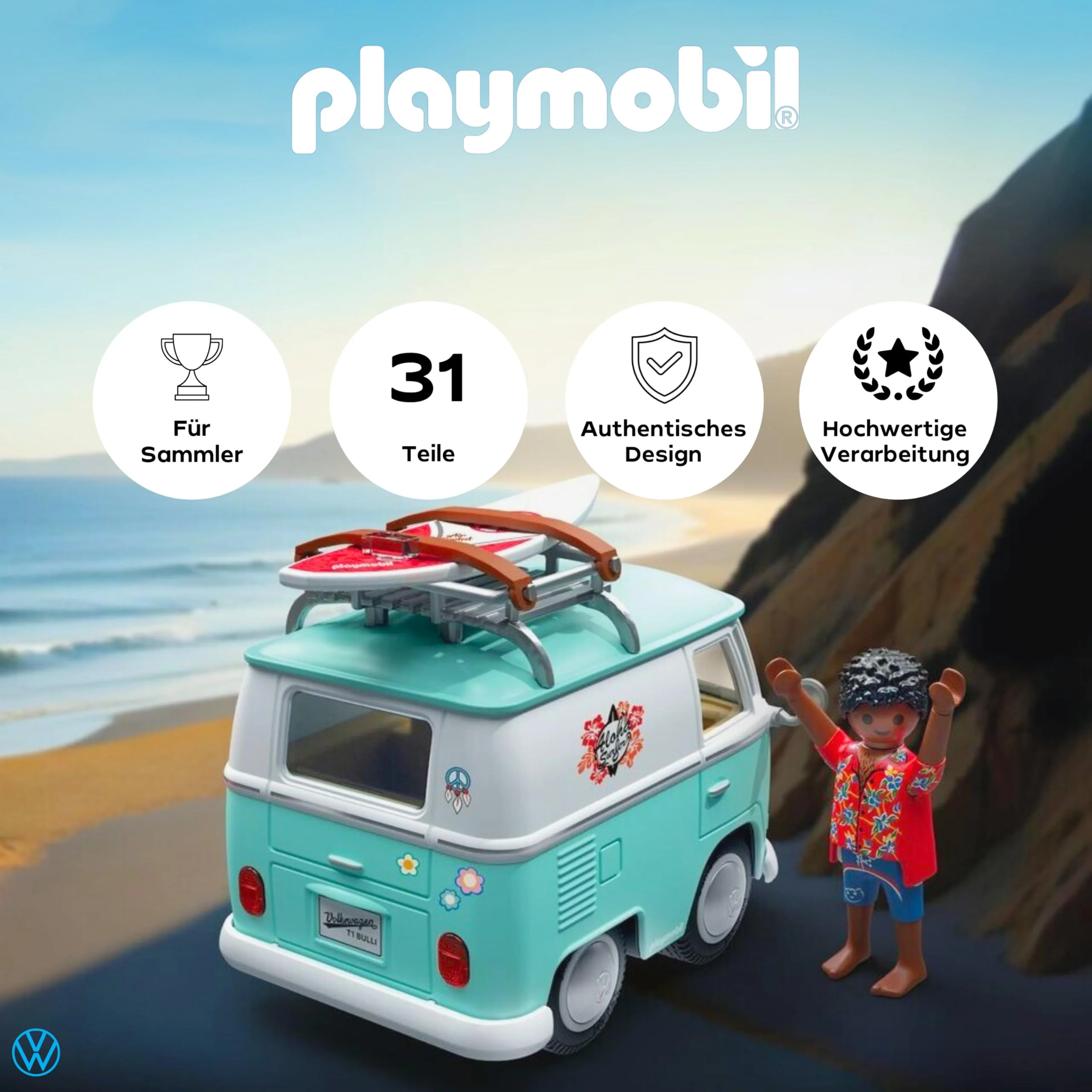 PLAYMOBIL | Collector Cars | Volkswagen T1 Camper | Modellauto für Erwachsene & Kinder | Mit Stickern zum Personalisieren | Geschenk für Auto-Fans & Sammler | Detailgetreues Design | 71857 - Image 7