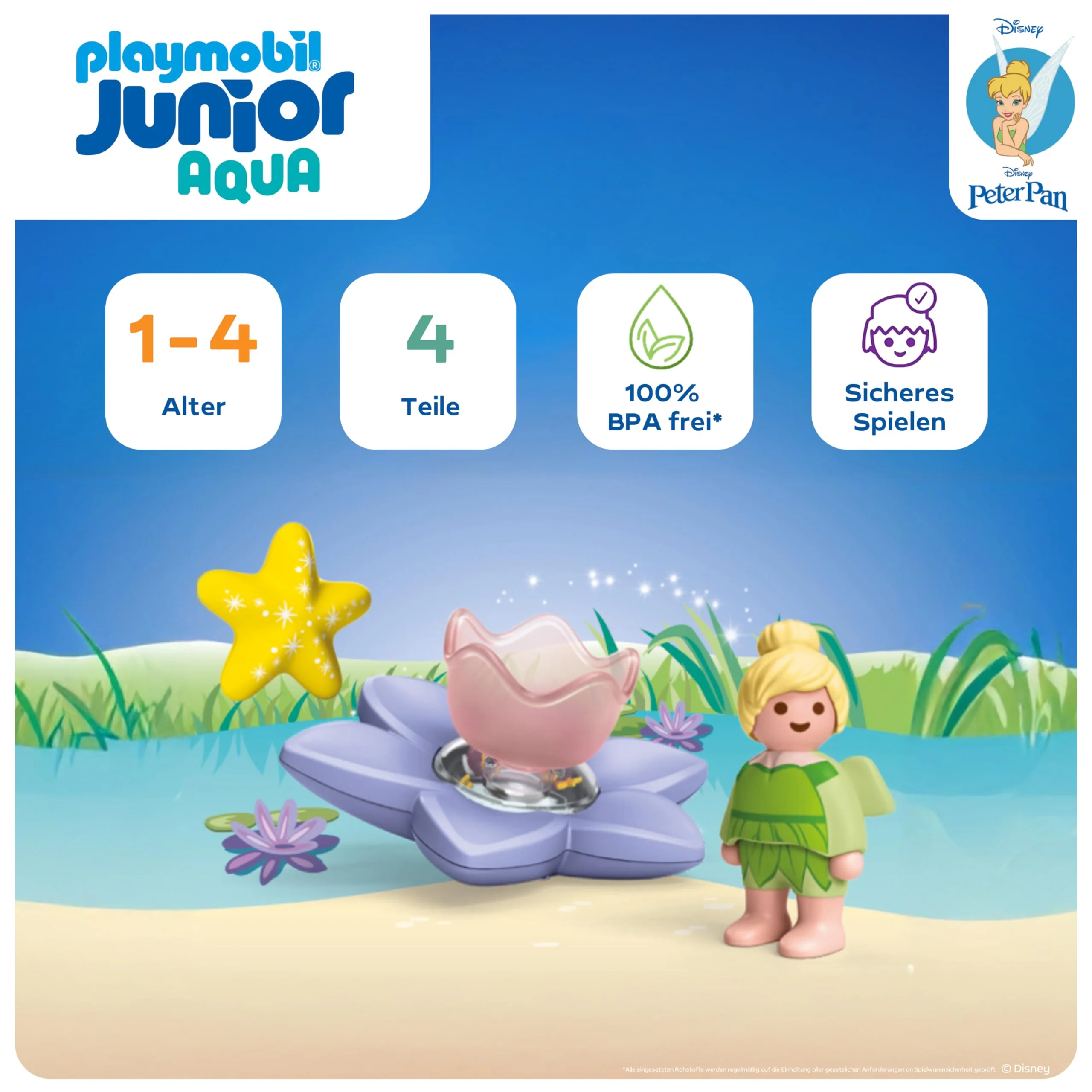 PLAYMOBIL JUNIOR Aqua & Disney | Tinkerbells magische Feen-Schwimmblume | Nachhaltiges Wasserspielzeug ab 1 Jahr | Geschenk für Kleinkinder | Fördert Kreativität & Rollenspiel | 71772 - Image 6