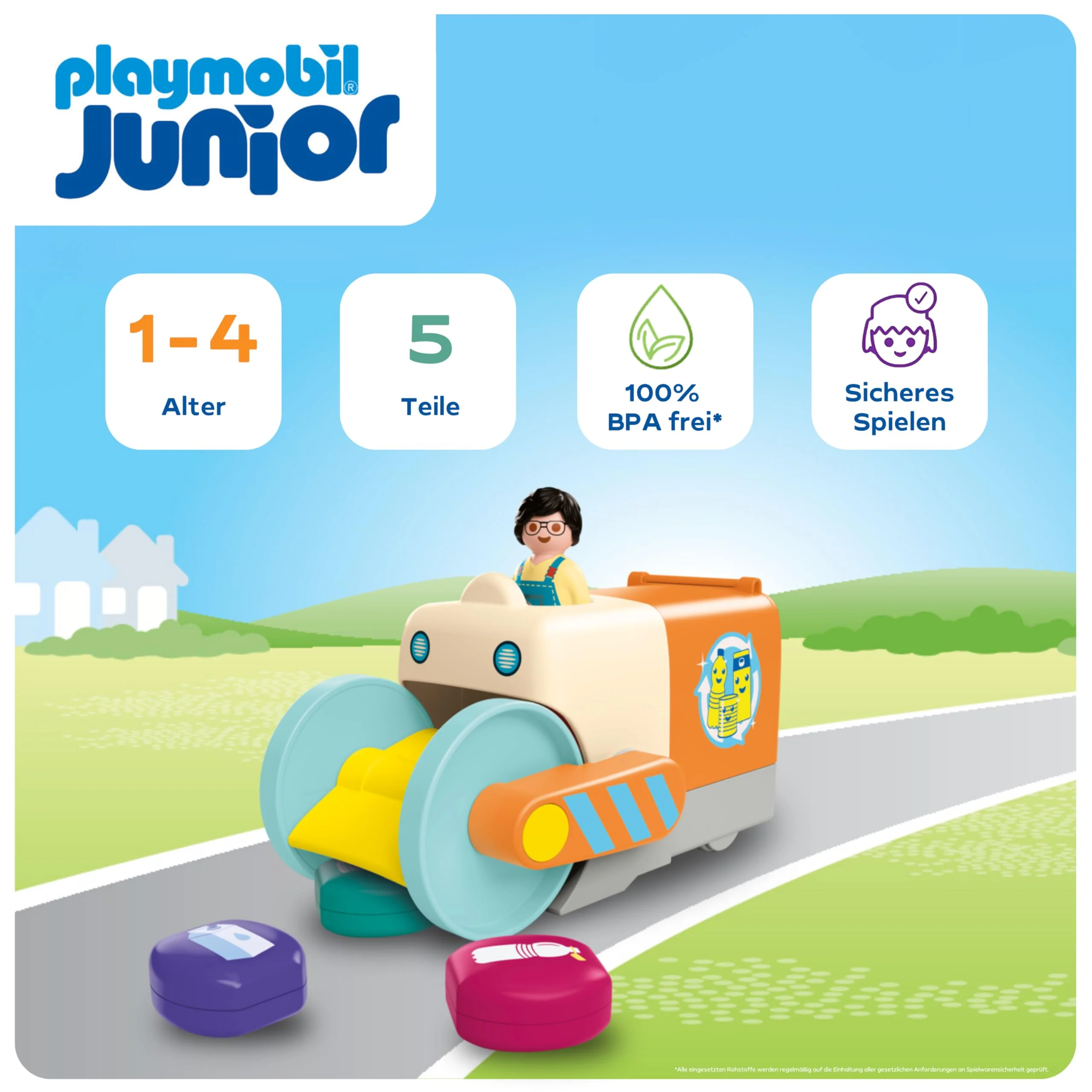 PLAYMOBIL | JUNIOR | Spaßiges Müllsammelfahrzeug | Spielzeug ab 1 Jahr | Geschenk für Kleinkinder | Fördert Bewusstsein gegen Umweltverschmutzung | Nachhaltiges Spielzeug | 71774 - Image 7