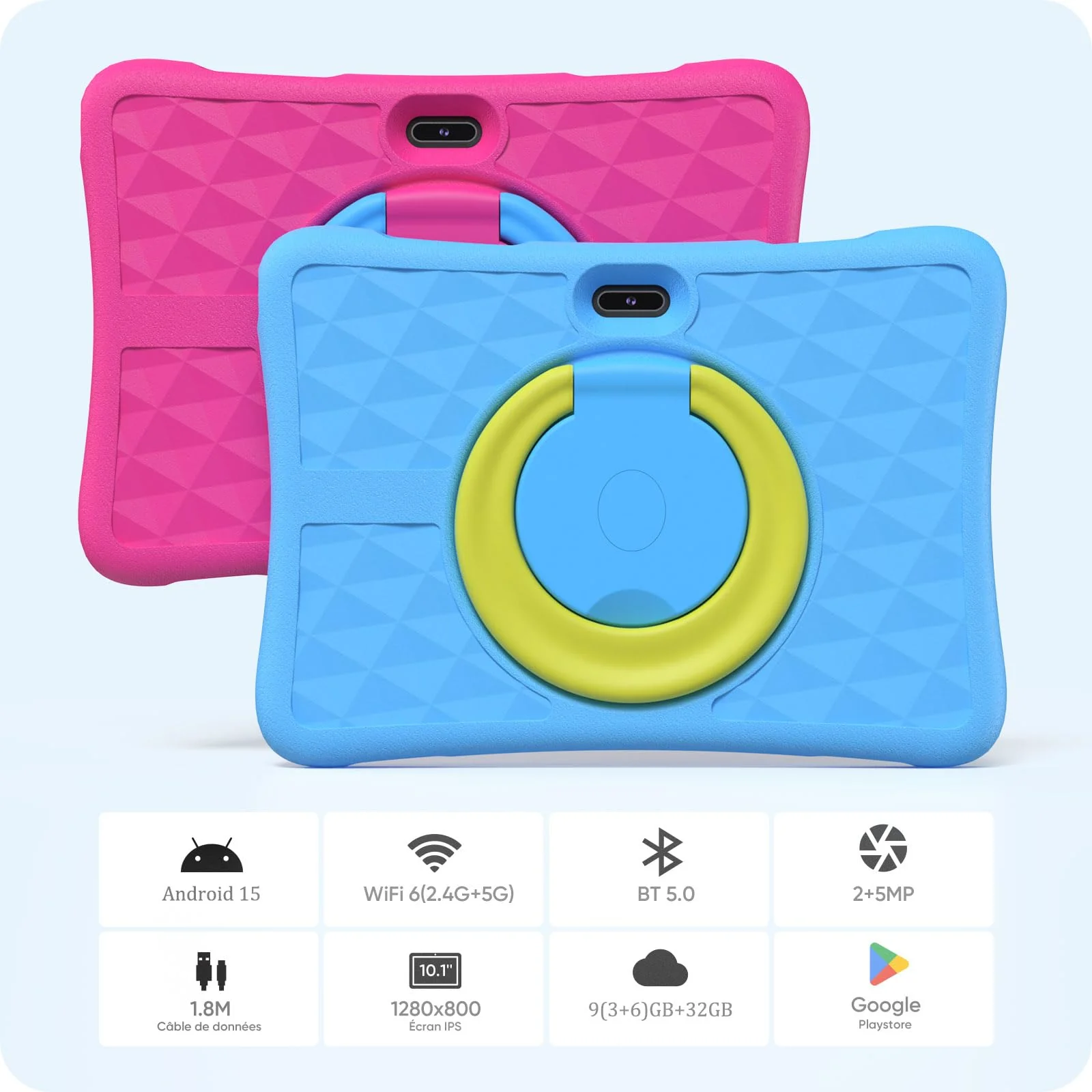 plimpton Kids Tablet 10 Zoll, Kinder Tablet mit Android 15, 9GB RAM+64GB ROM(512GB Erweiterbar) Tablets für Kinder mit Schutzhülle, Kindersicherung, BT 5.0, WiFi, Dual Kamera - Image 3