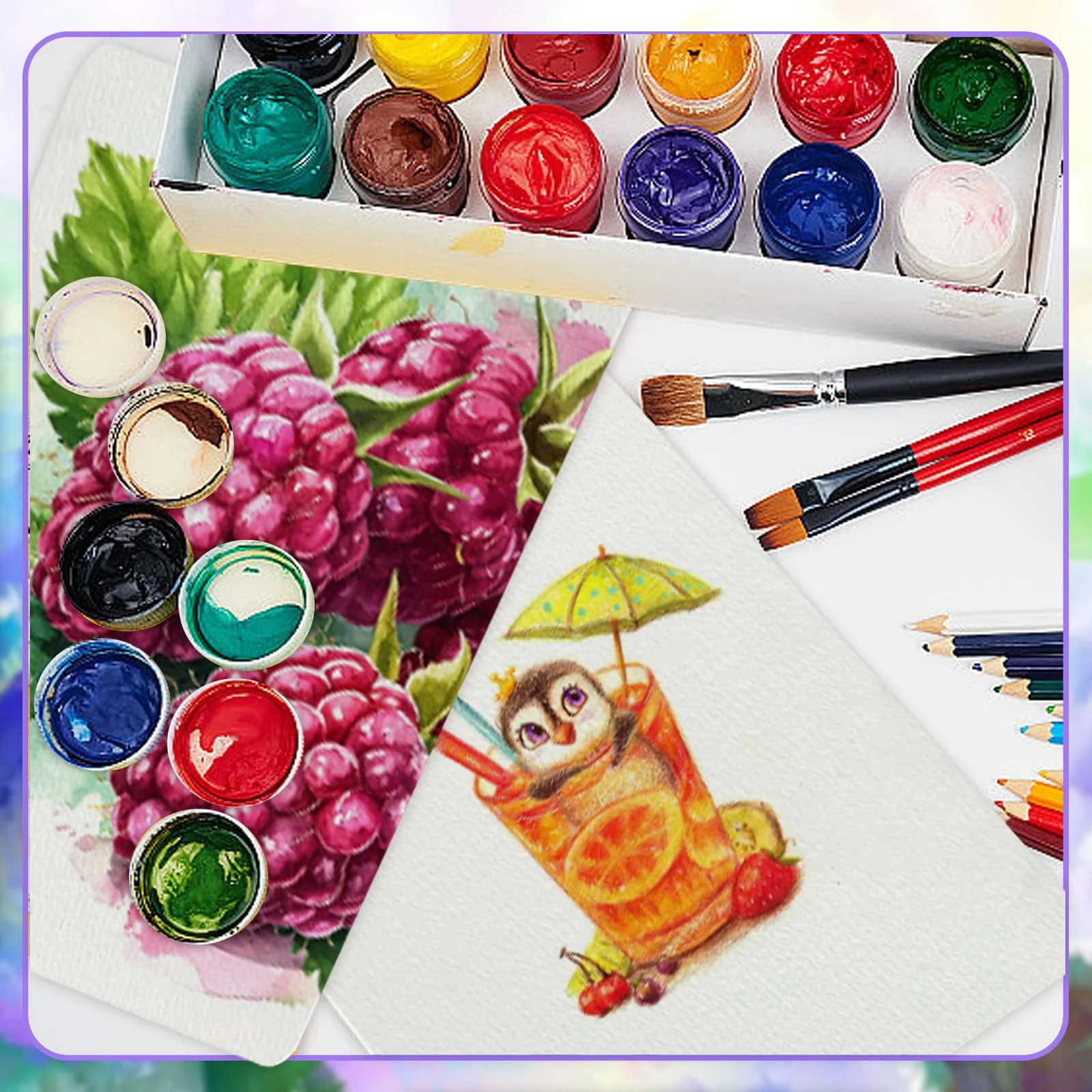Plstod 40 Blatt Aquarellpapier, Weiß Aquarell Papier, 300 g/m² Dickes Aquarellblock, Watercolor Paper für Kinder Studenten Anfänger Künstler Zeichnen, 15 x 10cm Aquarell Karten Blanko - Image 2