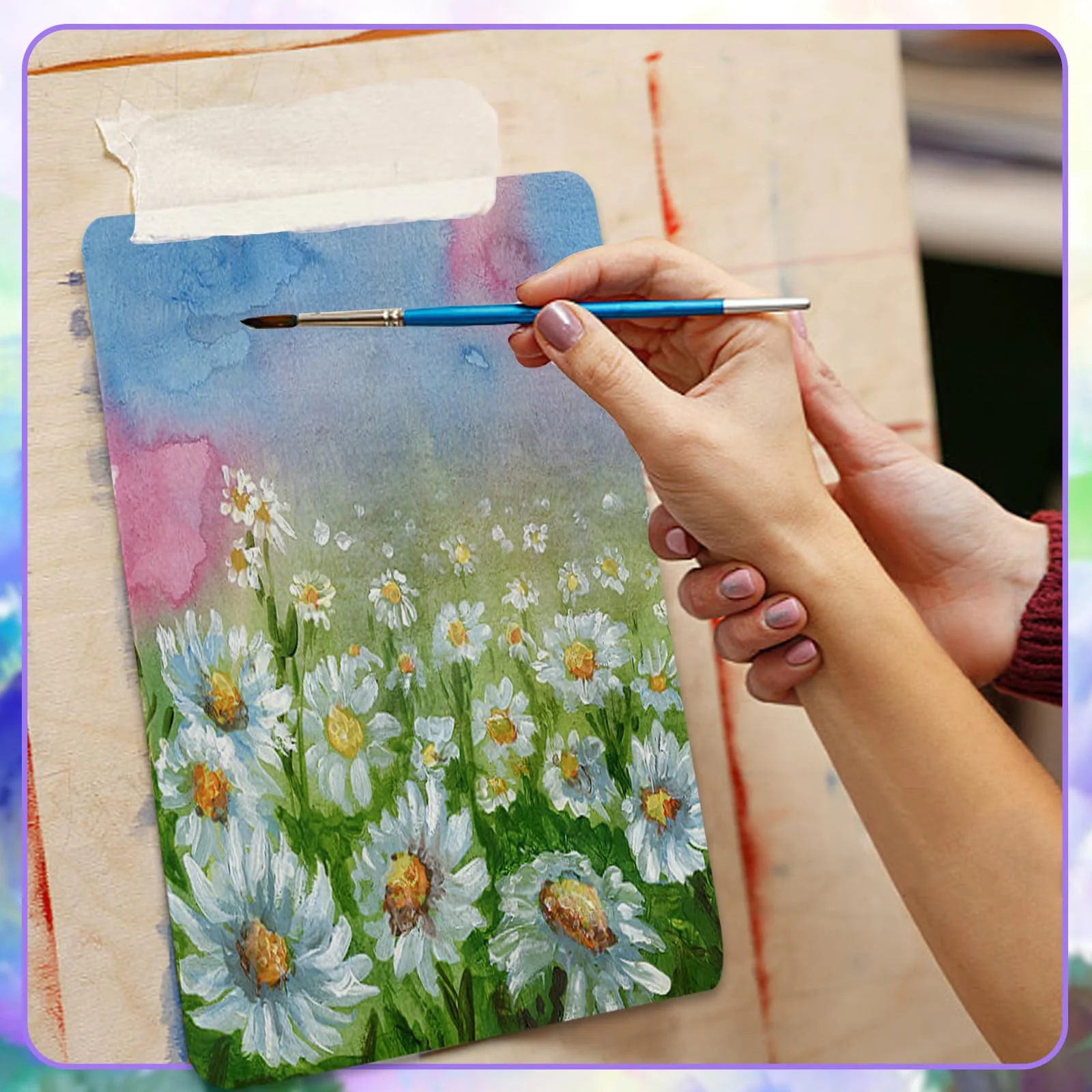 Plstod 40 Blatt Aquarellpapier, Weiß Aquarell Papier, 300 g/m² Dickes Aquarellblock, Watercolor Paper für Kinder Studenten Anfänger Künstler Zeichnen, 15 x 10cm Aquarell Karten Blanko - Image 6