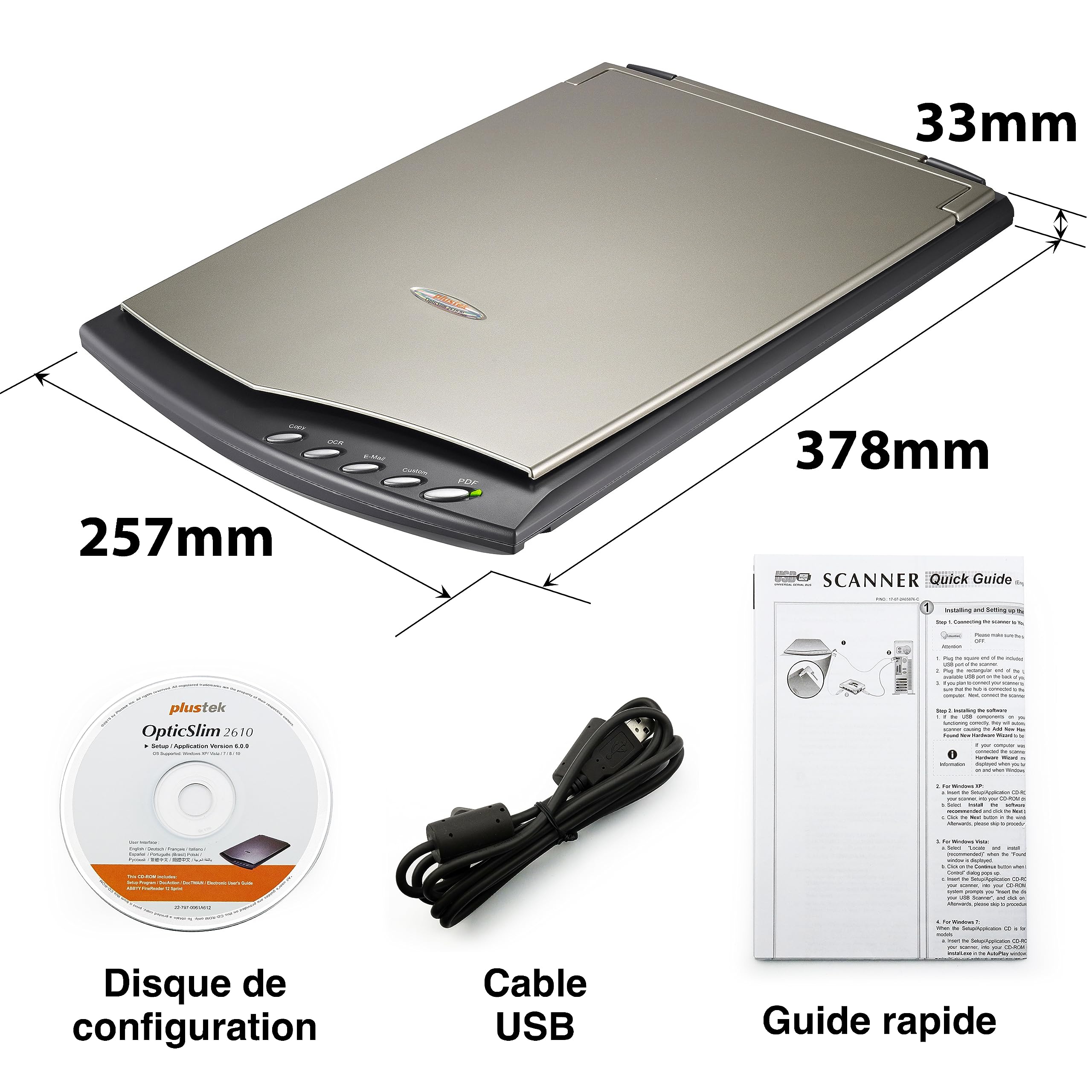 Plustek OpticSlim 2610 Plus Flachbettscanner (1200dpi, A4, USB 2.0) inkl. DocAction, Windows & Mac kompatibel - Image 5