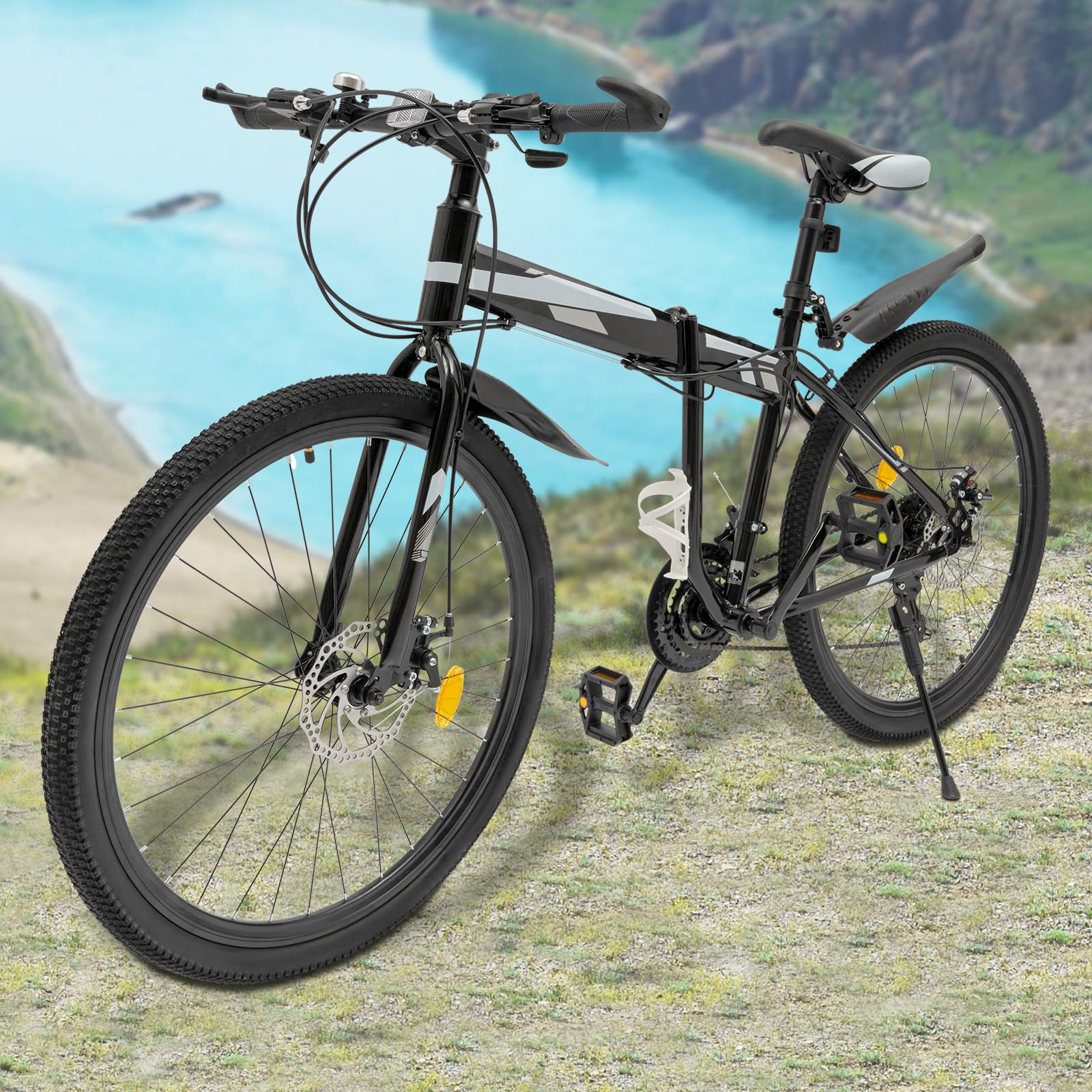 pochcicou 26 Zoll Mountainbike, 21 Gang Erwachsene Fahrrad, Höhenverstellbar 92-97cm, Tragfähigkeit 150kg, Faltbar Fahrrad für Mädchen, Jungen, Herren Und Damen - Image 2