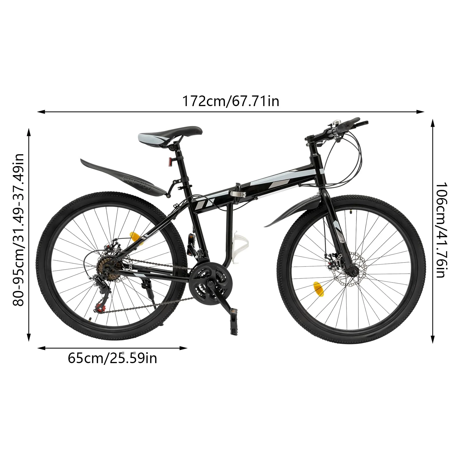 pochcicou 26 Zoll Mountainbike, 21 Gang Erwachsene Fahrrad, Höhenverstellbar 92-97cm, Tragfähigkeit 150kg, Faltbar Fahrrad für Mädchen, Jungen, Herren Und Damen - Image 6