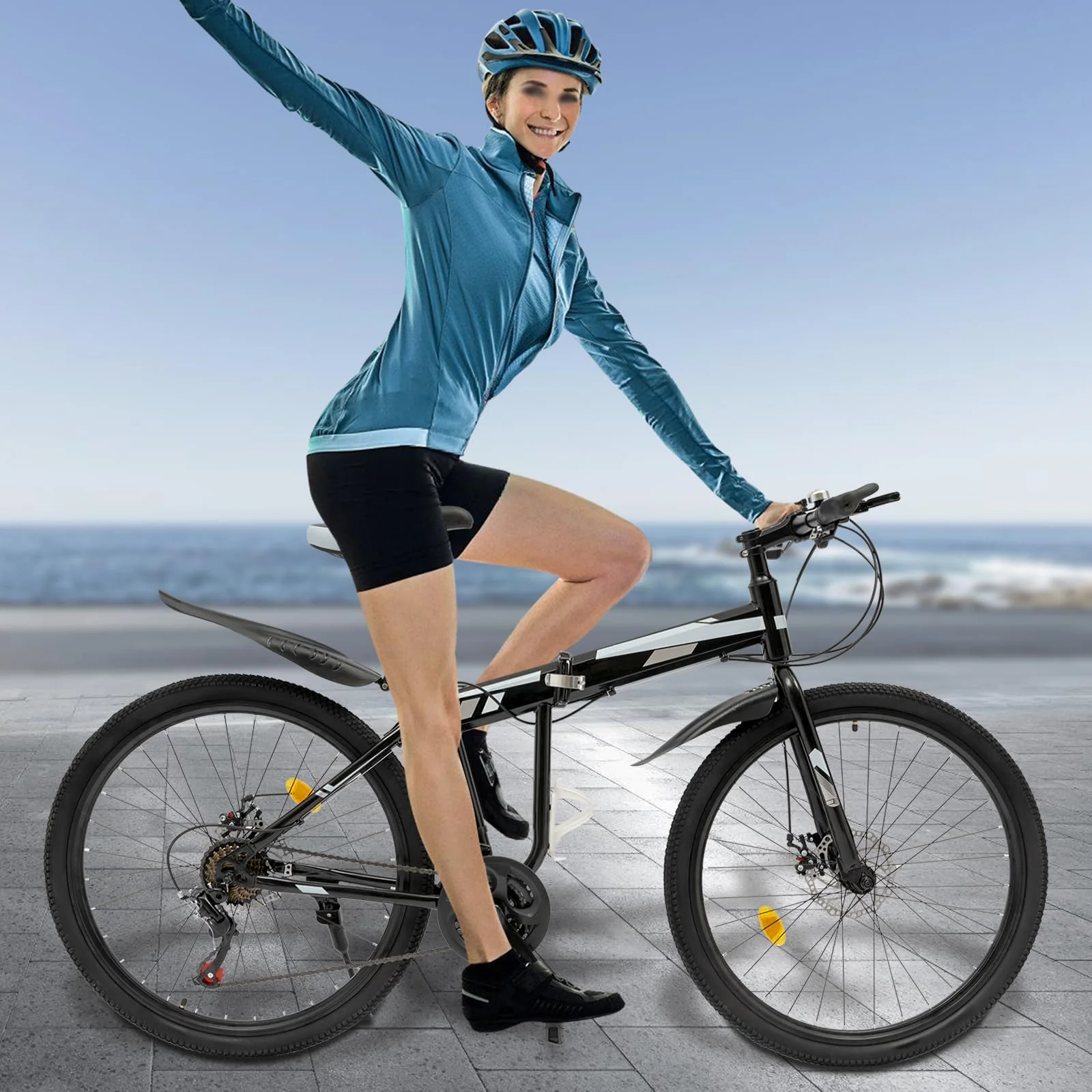 pochcicou 26 Zoll Mountainbike, 21 Gang Erwachsene Fahrrad, Höhenverstellbar 92-97cm, Tragfähigkeit 150kg, Faltbar Fahrrad für Mädchen, Jungen, Herren Und Damen - Image 7