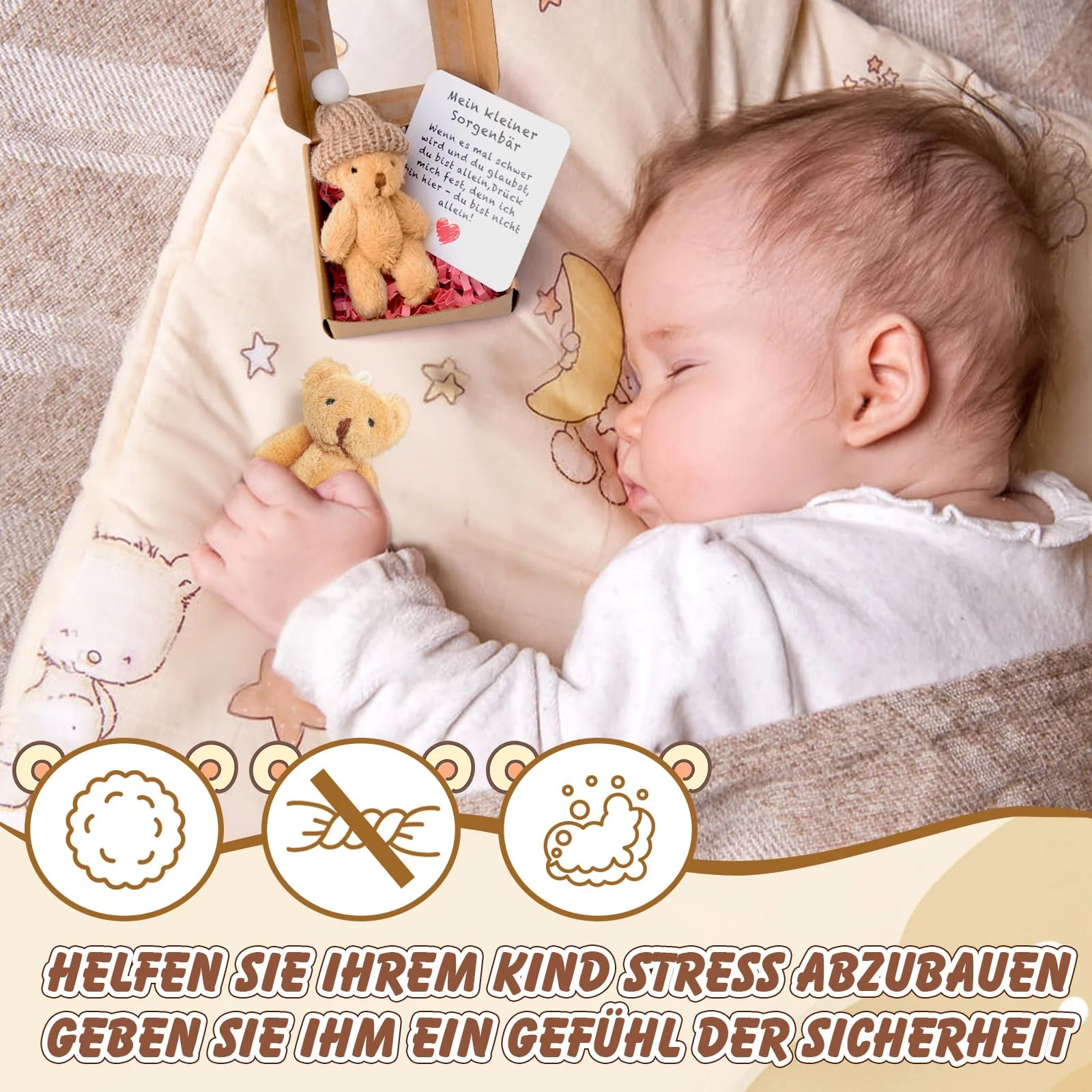 Pocket Hug Positive Mini-Teddybär, Bär In Einer Box Mini-Plüsch Figuren Lustige Teddy-bär Puppe Sorgenbär-Umarmung in Einer Box Kleines Tier Mit Inspirierender Karte für Frauen Babyparty Freunde - Image 5