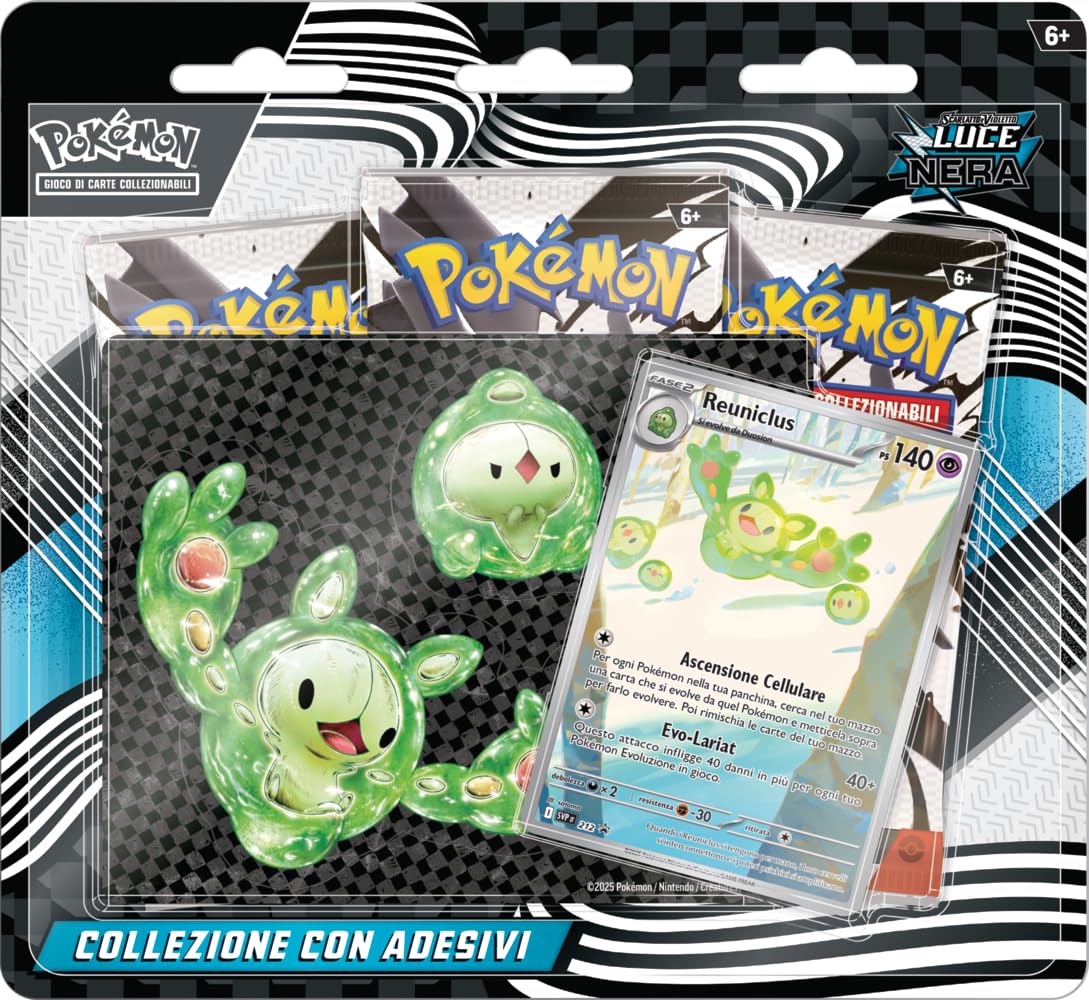 Pokémon: Kollektion mit Aufklebern (Reuniclus) der Erweiterung Scharlachrot und Violett - Schwarzes Licht des Pokémon TCG (eine holografische Promokarte und DREI Erweiterungspackungen)