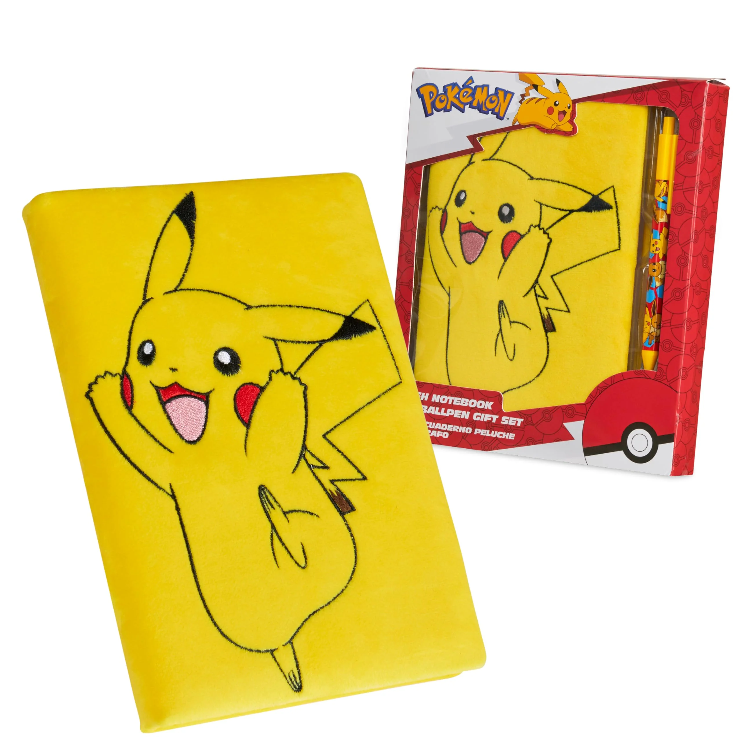 Pokemon Notizbuch und Kugelschreiber Kinder Schreibwaren Set Tagebuch Pikachu Schule Zubehör Anime Geschenke für Jungs und Mädchen (Gelb Notizbuch Set)