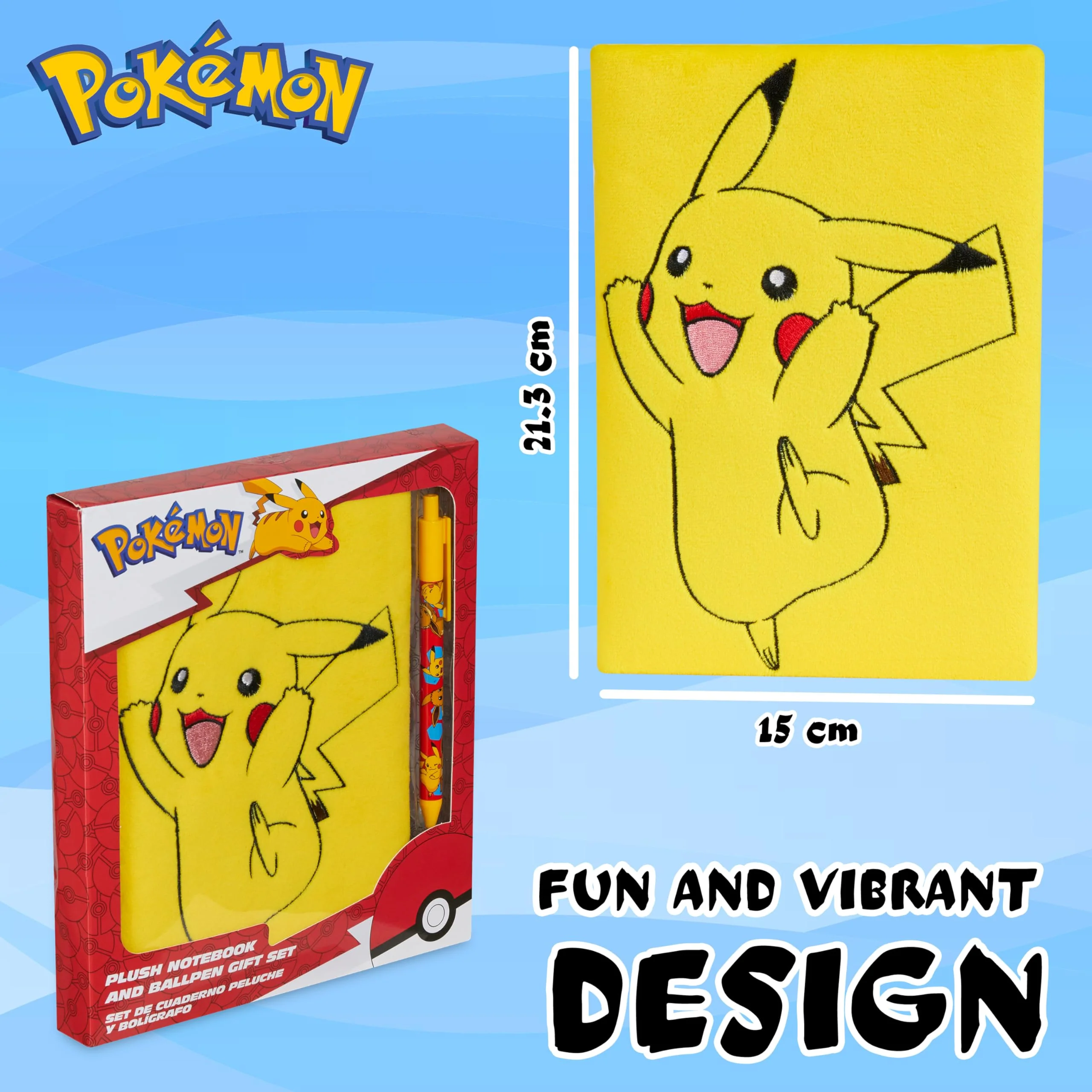Pokemon Notizbuch und Kugelschreiber Kinder Schreibwaren Set Tagebuch Pikachu Schule Zubehör Anime Geschenke für Jungs und Mädchen (Gelb Notizbuch Set) - Image 2