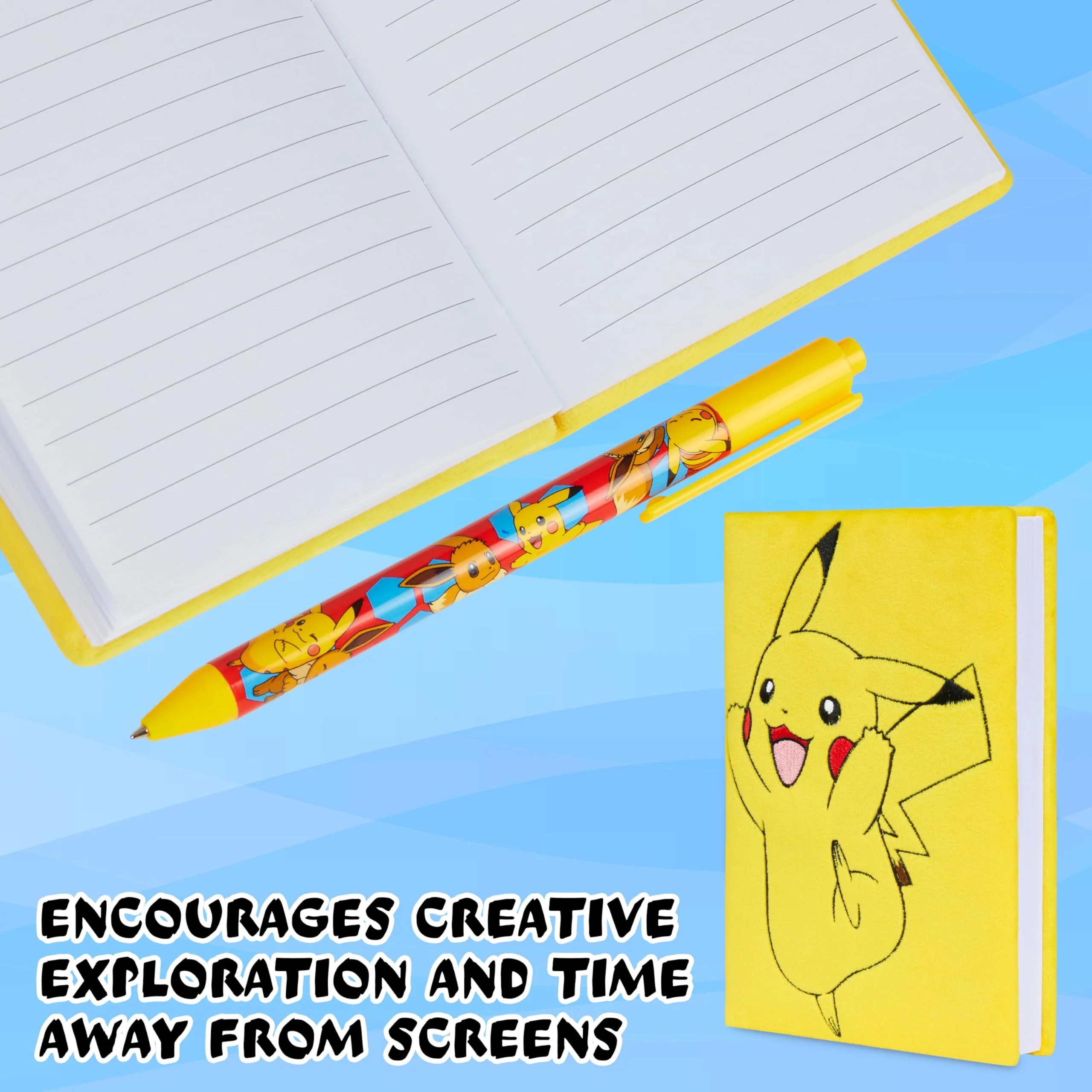 Pokemon Notizbuch und Kugelschreiber Kinder Schreibwaren Set Tagebuch Pikachu Schule Zubehör Anime Geschenke für Jungs und Mädchen (Gelb Notizbuch Set) - Image 3