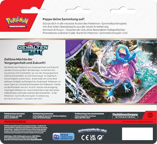 Pokémon-Sammelkartenspiel: 3er-Pack Karmesin & Purpur – Gewalten der Zeit: Pii (3 Boosterpacks & 1 holografische Promokarte) - Image 5
