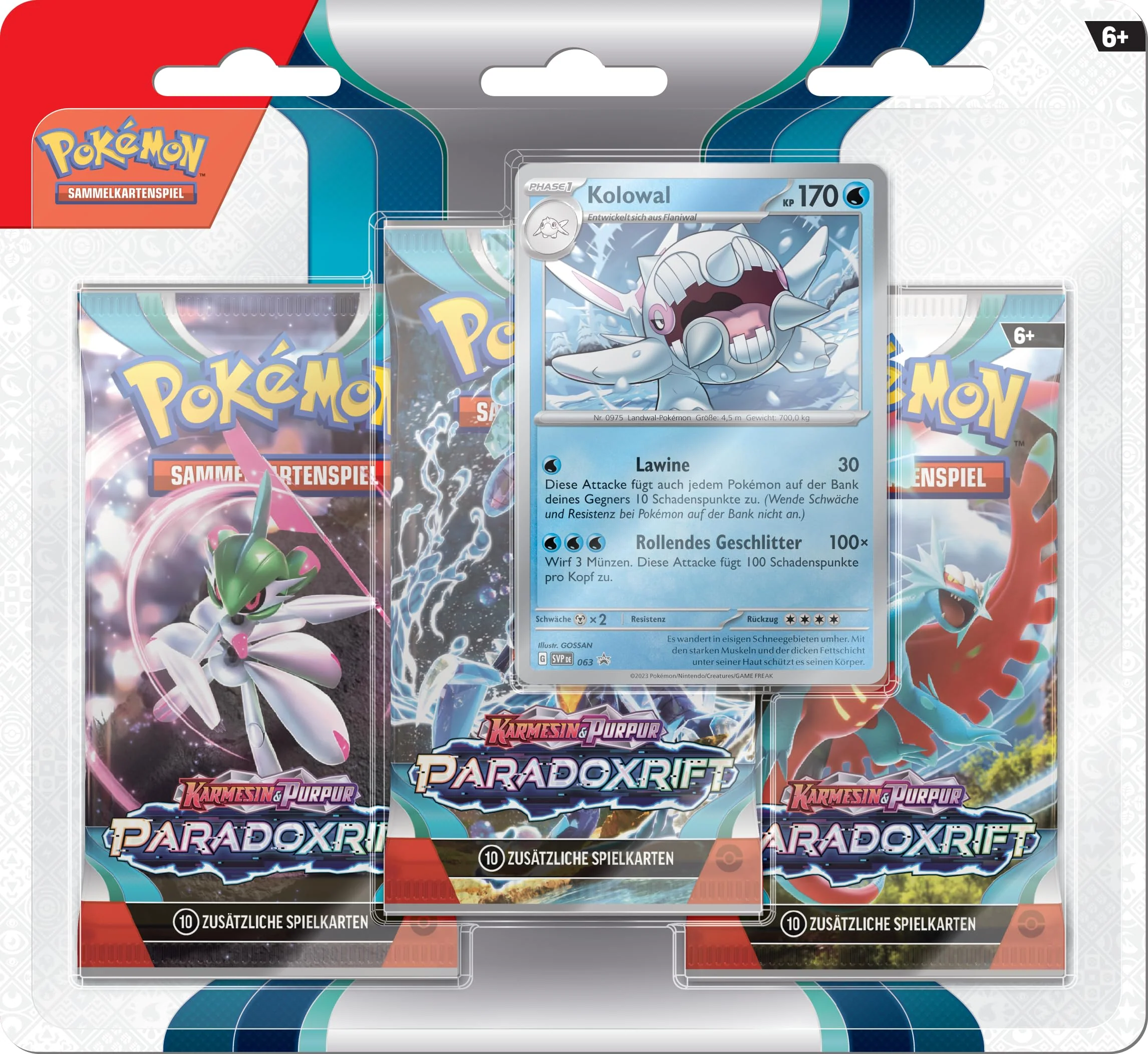 Pokémon-Sammelkartenspiel: 3er-Pack (Kolowal) Karmesin & Purpur – Paradoxrift (3 Boosterpacks & 1 holografische Promokarte)