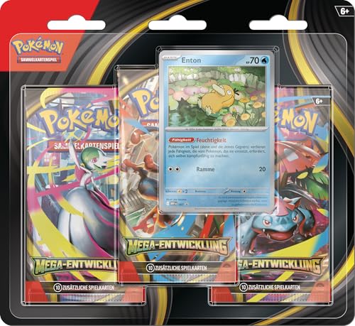 Pokémon-Sammelkartenspiel: 3er-Pack Mega-Entwicklung: Enton (1 holografische Promokarte & 3 Boosterpacks) - Image 3