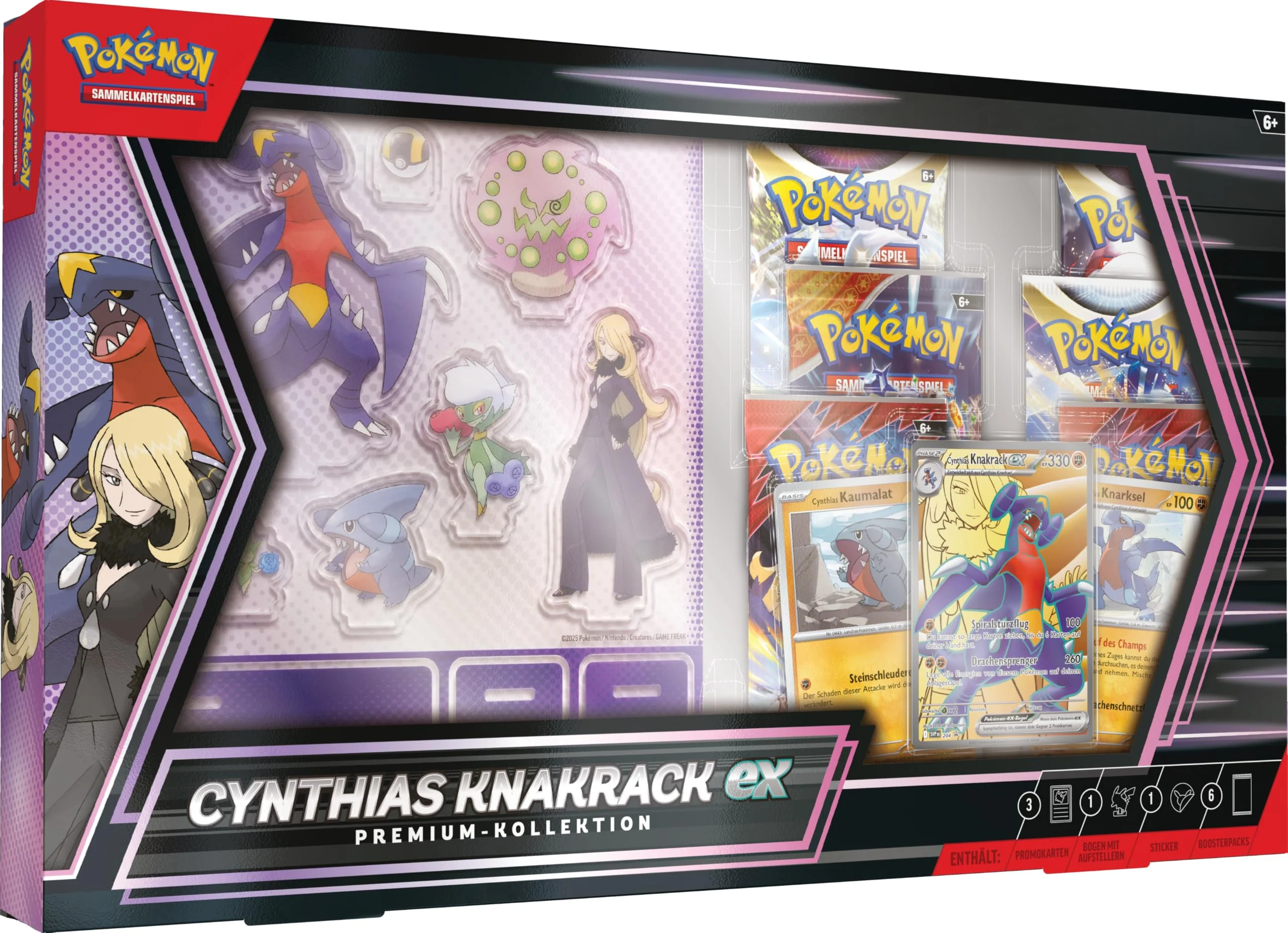 Pokémon-Sammelkartenspiel: Premium-Kollektion Cynthias Knakrack-ex (3 holografische Karten und 6 Boosterpacks)