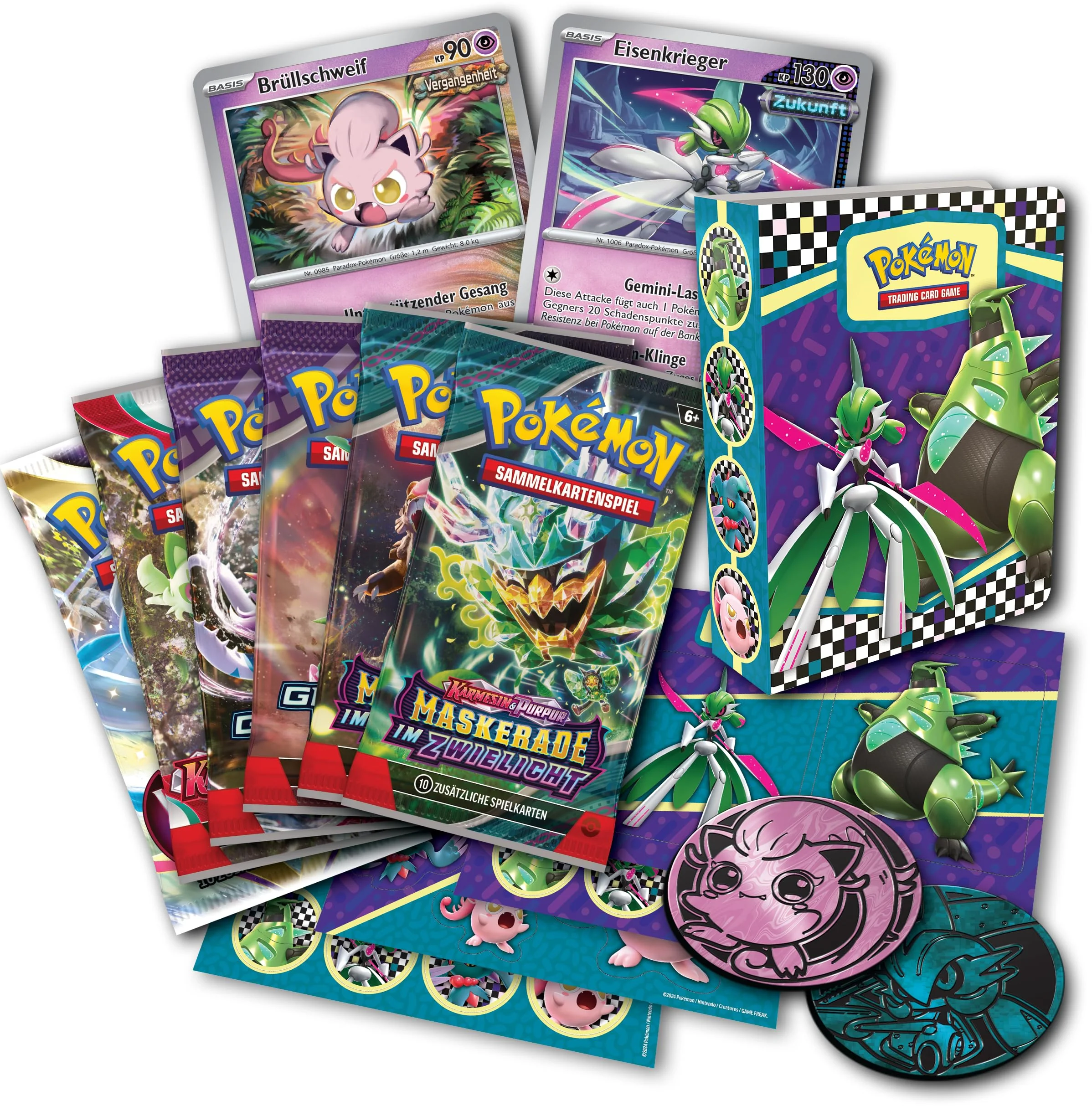 Pokémon-Sammelkartenspiel: Sammelkoffer: Brüllschweif & Eisenkrieger (2 holografische Promokarten, 6 Boosterpacks & mehr) - Image 6