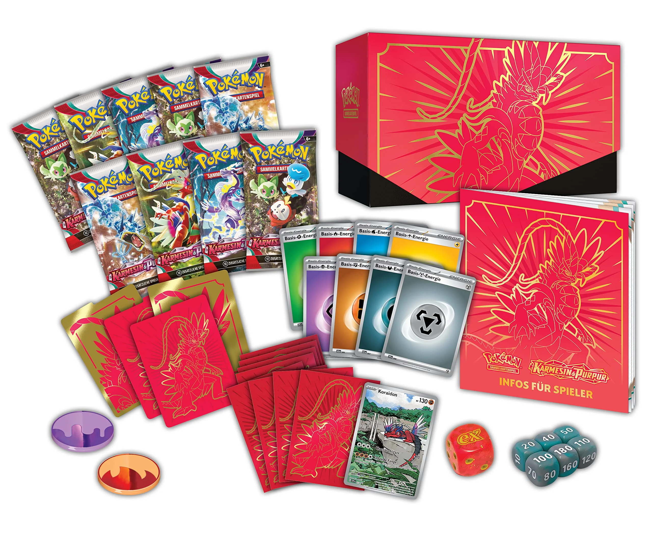 Pokémon-Sammelkartenspiel: Top-Trainer-Box Karmesin & Purpur (Koraidon) (9 Boosterpacks & Premium-Zubehör) - Image 4