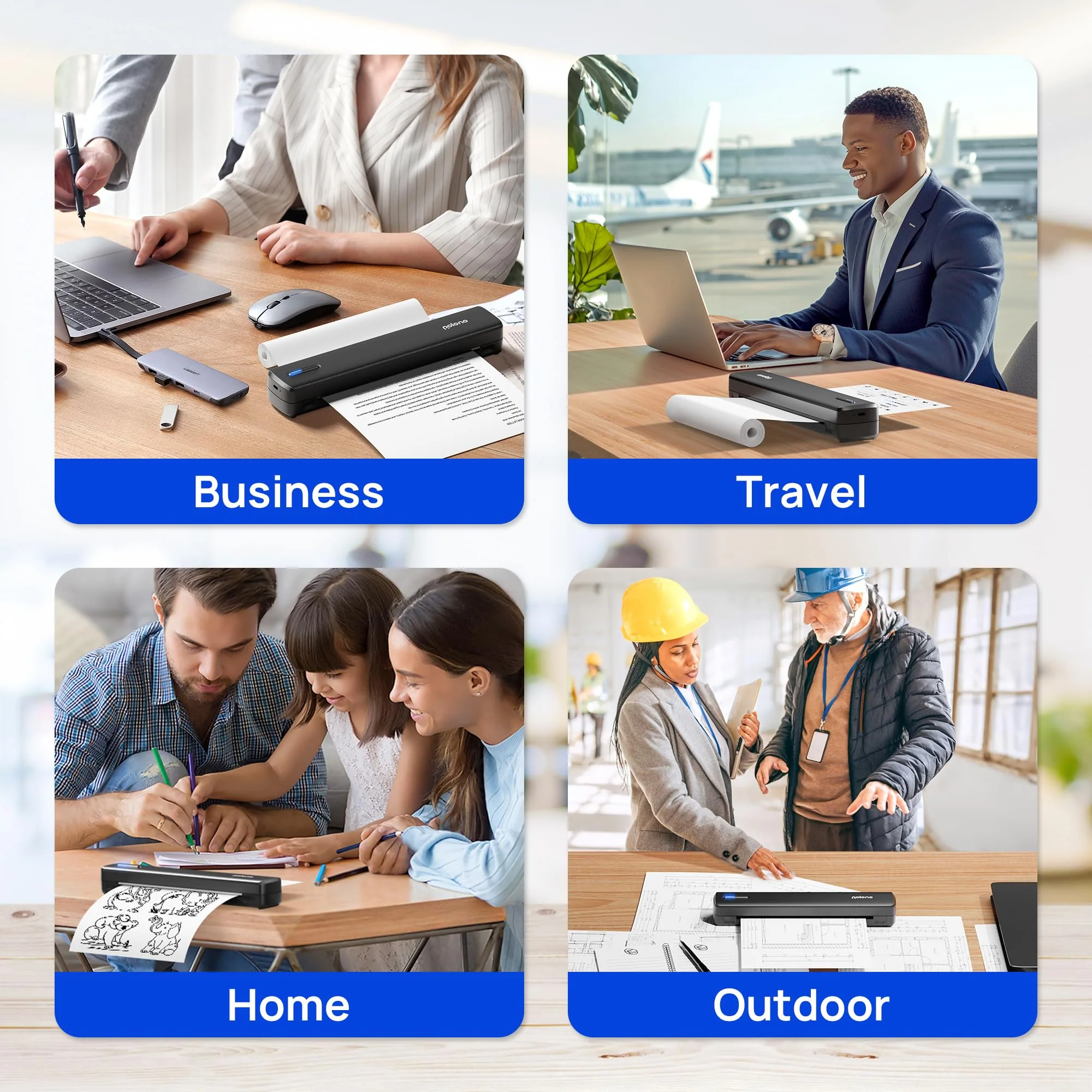 POLONO D810 Thermodrucker A4 Wireless für Reisen, Mobiler Drucker A4 Unterstützung für 8.5"x11" US Brief, Tragbarer drucker Kompatibel mit iOS, Android, Laptop für Büro, Auto, Schwarz - Image 2