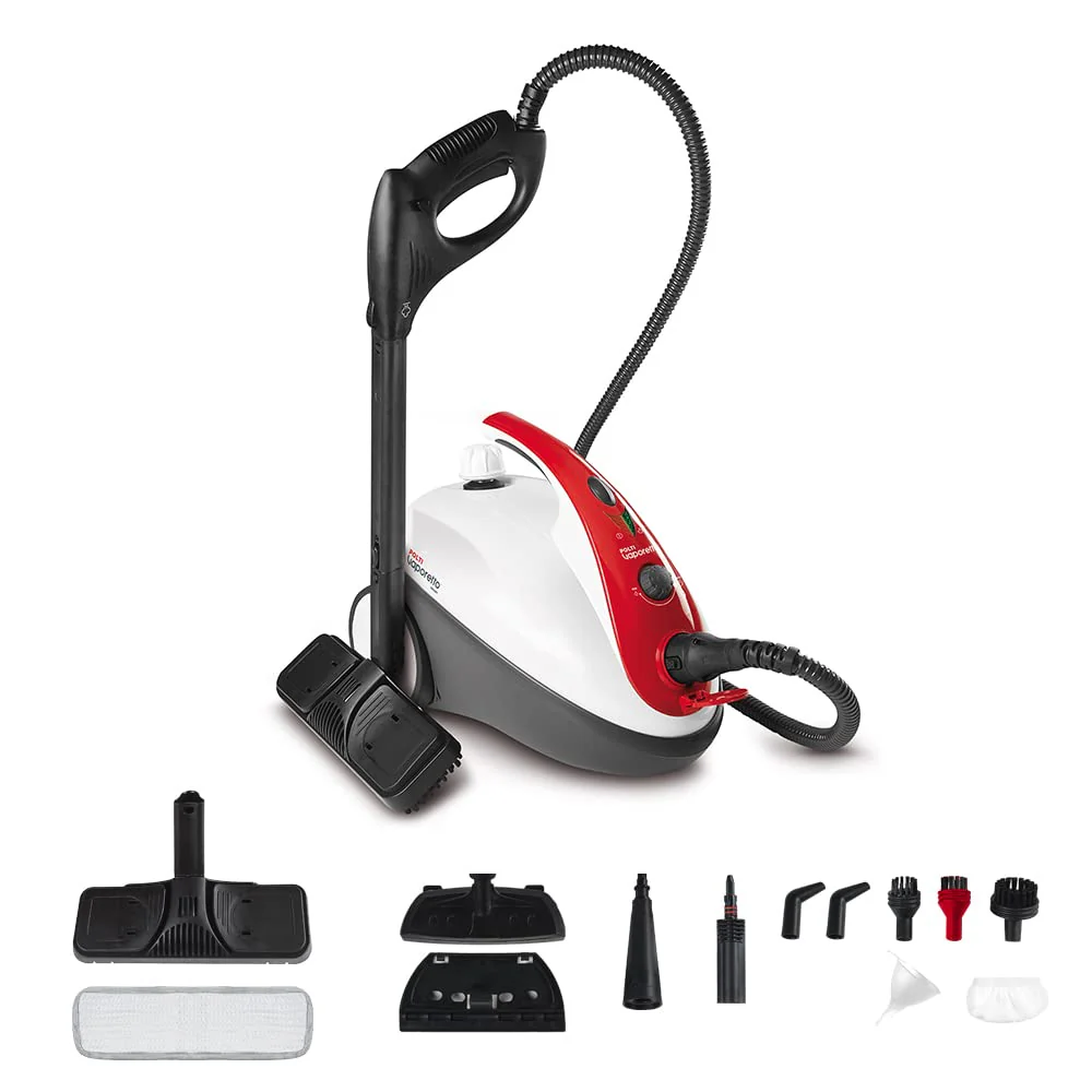 POLTI PTEU0268 Dampfreiniger Smart 30 R mit Sicherheitsverschluss, maximal Druck 3,0 bar, Dampfausstoss bis zu 85 g/min, Aufheizzeit 8 Minuten, Anzeigesignal Druck bereit, Heizkessel aus Edelstahl, 39 x 25 x 29 cm, 1800 W, rot / weiss - Image 7